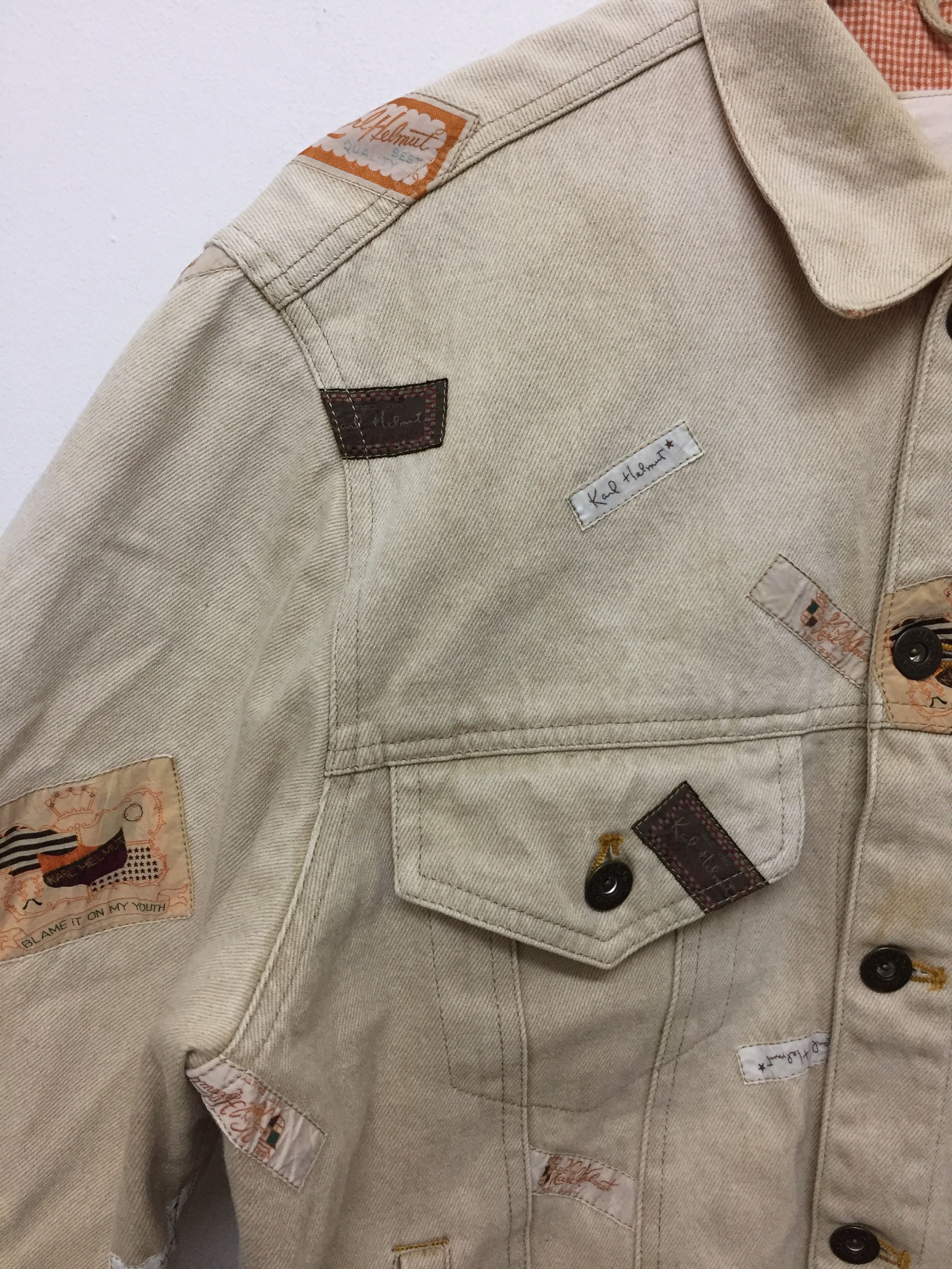 Pink House Patch spell out Padded Denim trucker Jacket Size US M / EU 48-50 / 2 - 7 Thumbnail