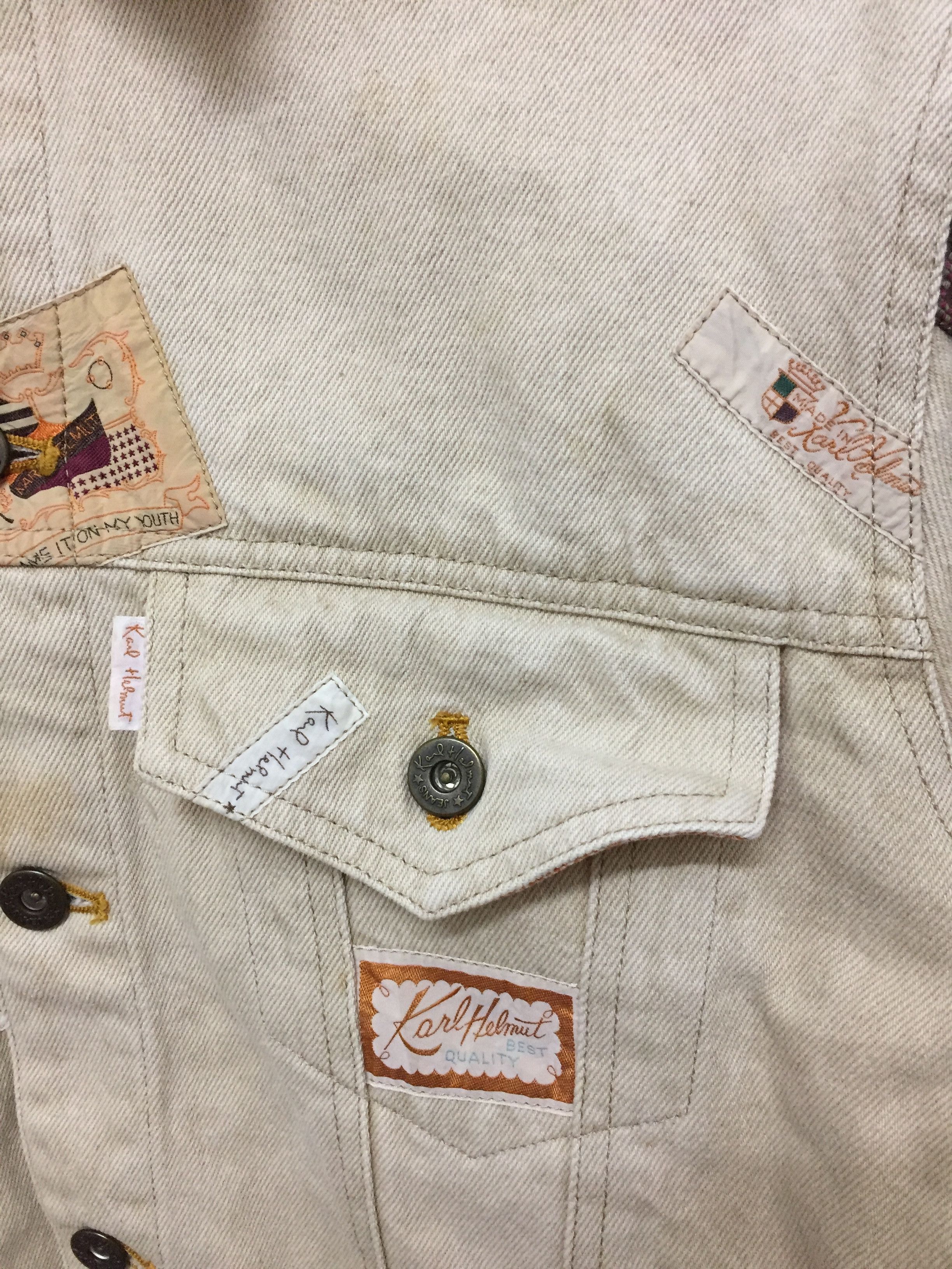 Pink House Patch spell out Padded Denim trucker Jacket Size US M / EU 48-50 / 2 - 5 Thumbnail