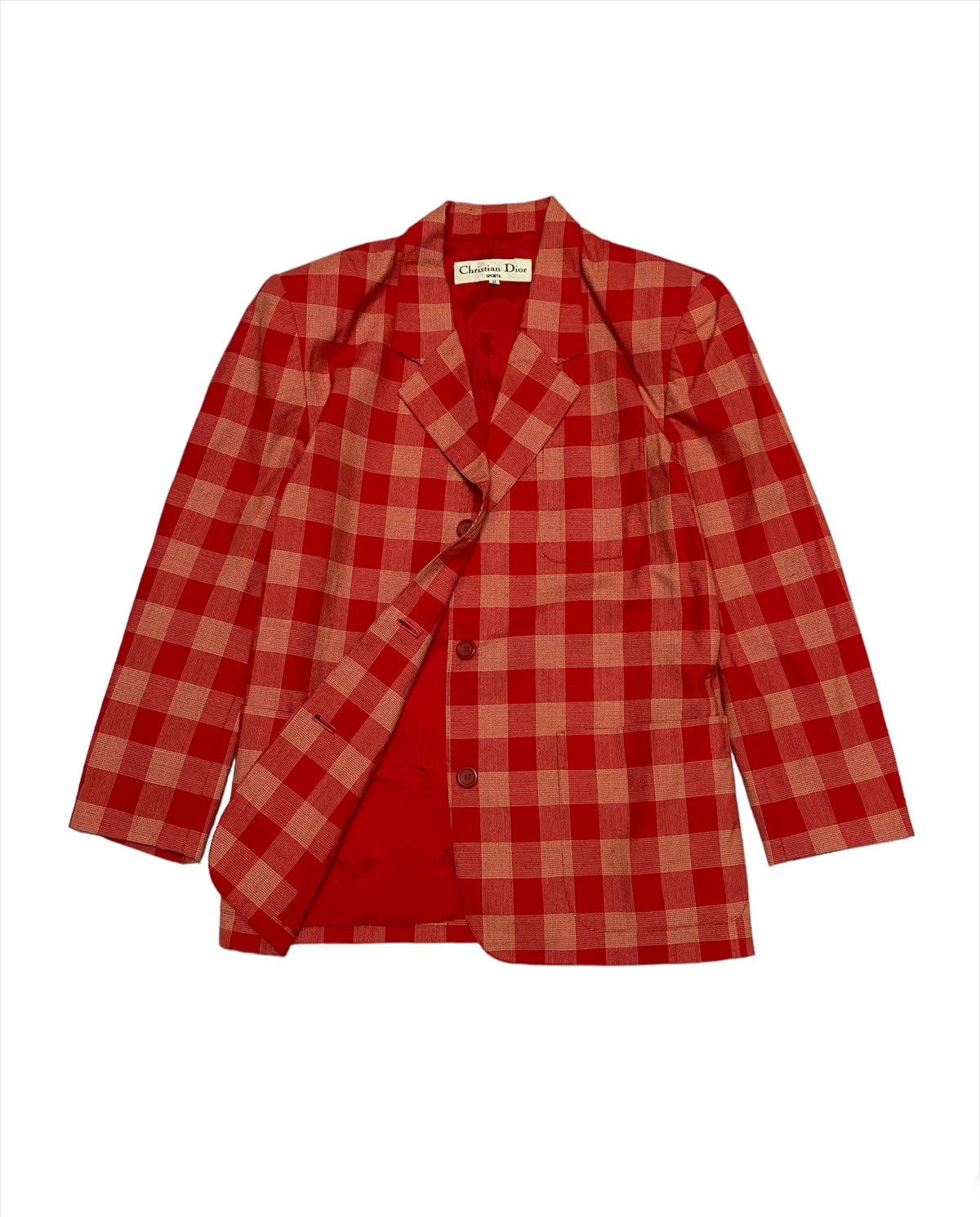 Christian Dior Monsieur Vintage CD Christian Dior Checker Red Style Blazer Jacket Size M / US 6-8 / IT 42-44 - 1 Thumbnail
