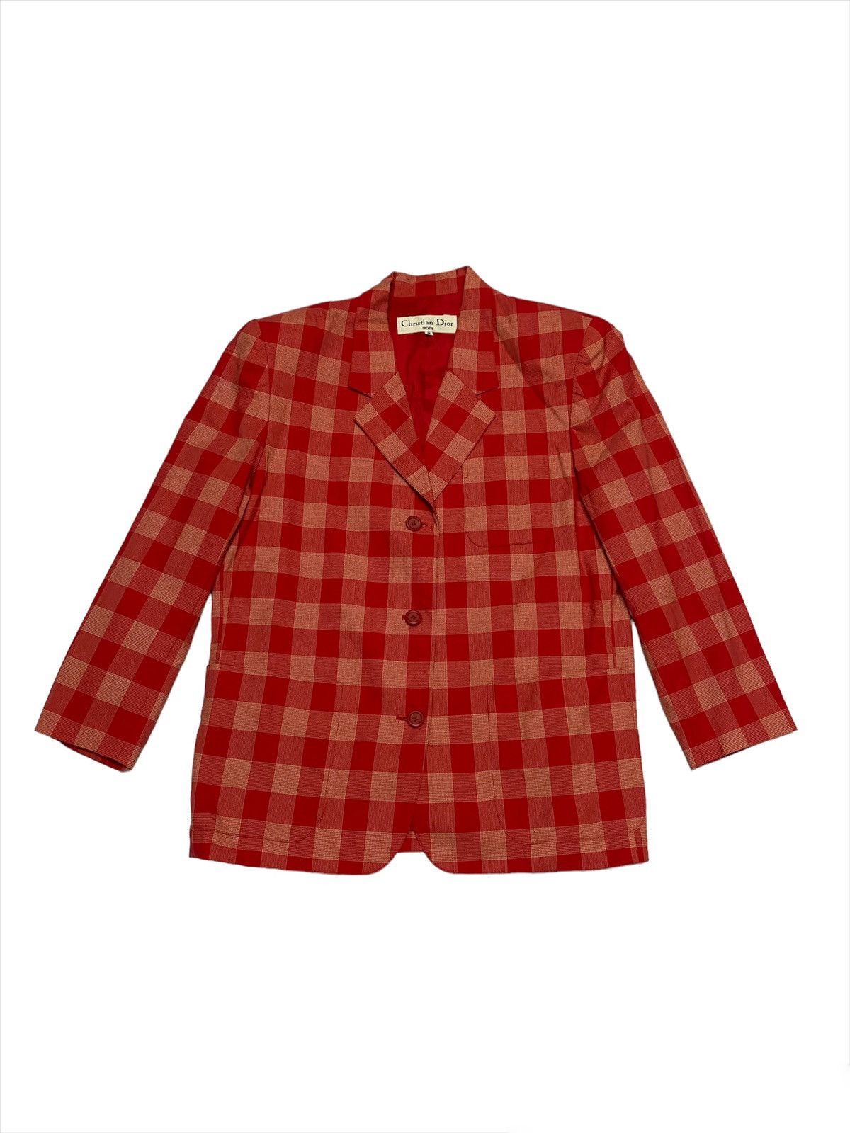 Christian Dior Monsieur Vintage CD Christian Dior Checker Red Style Blazer Jacket Size M / US 6-8 / IT 42-44 - 3 Thumbnail