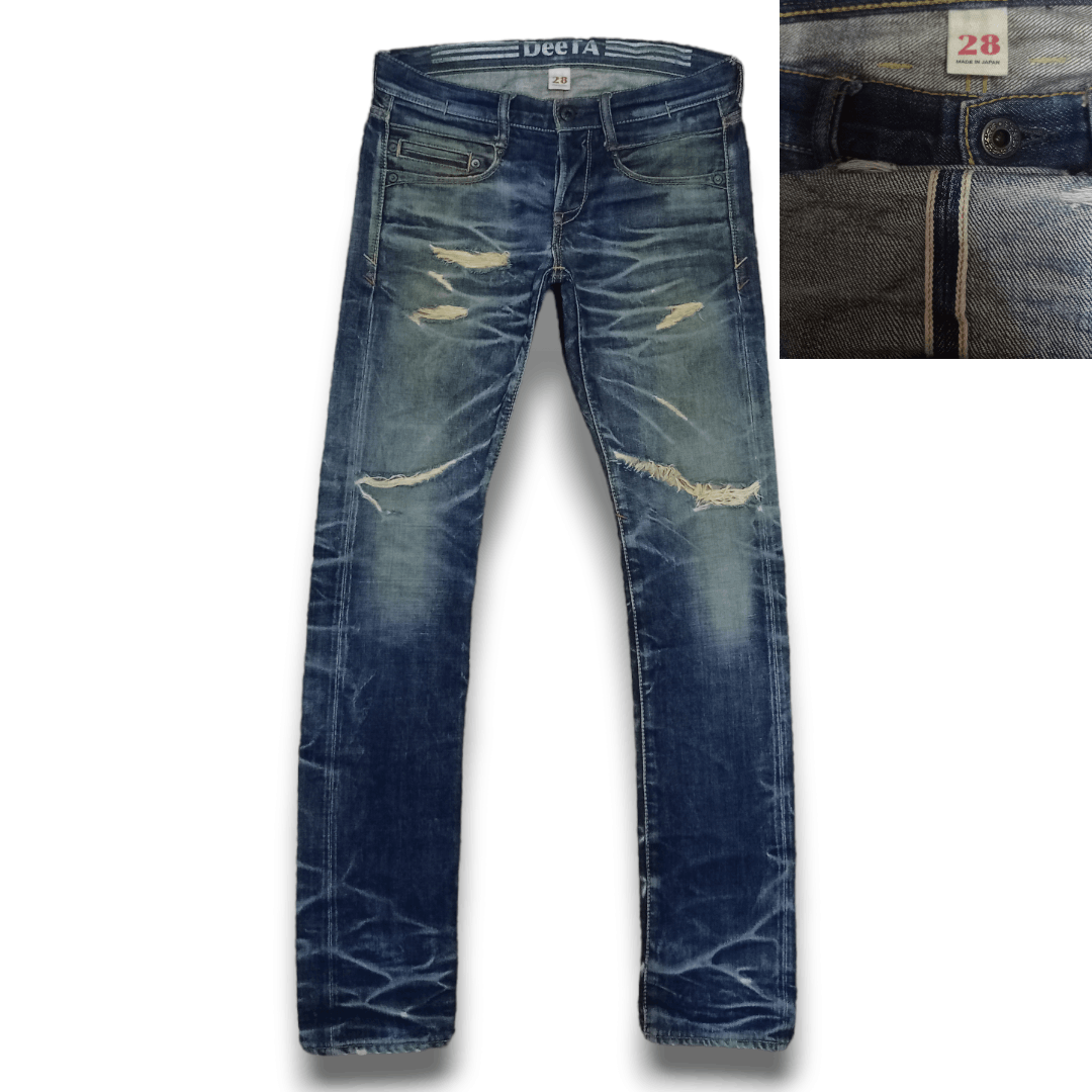 Japanese Brand Vintage Japanese Brand Selvedge Mud Wash Distressed Jeans Size US 32 / EU 48 - 1 Thumbnail