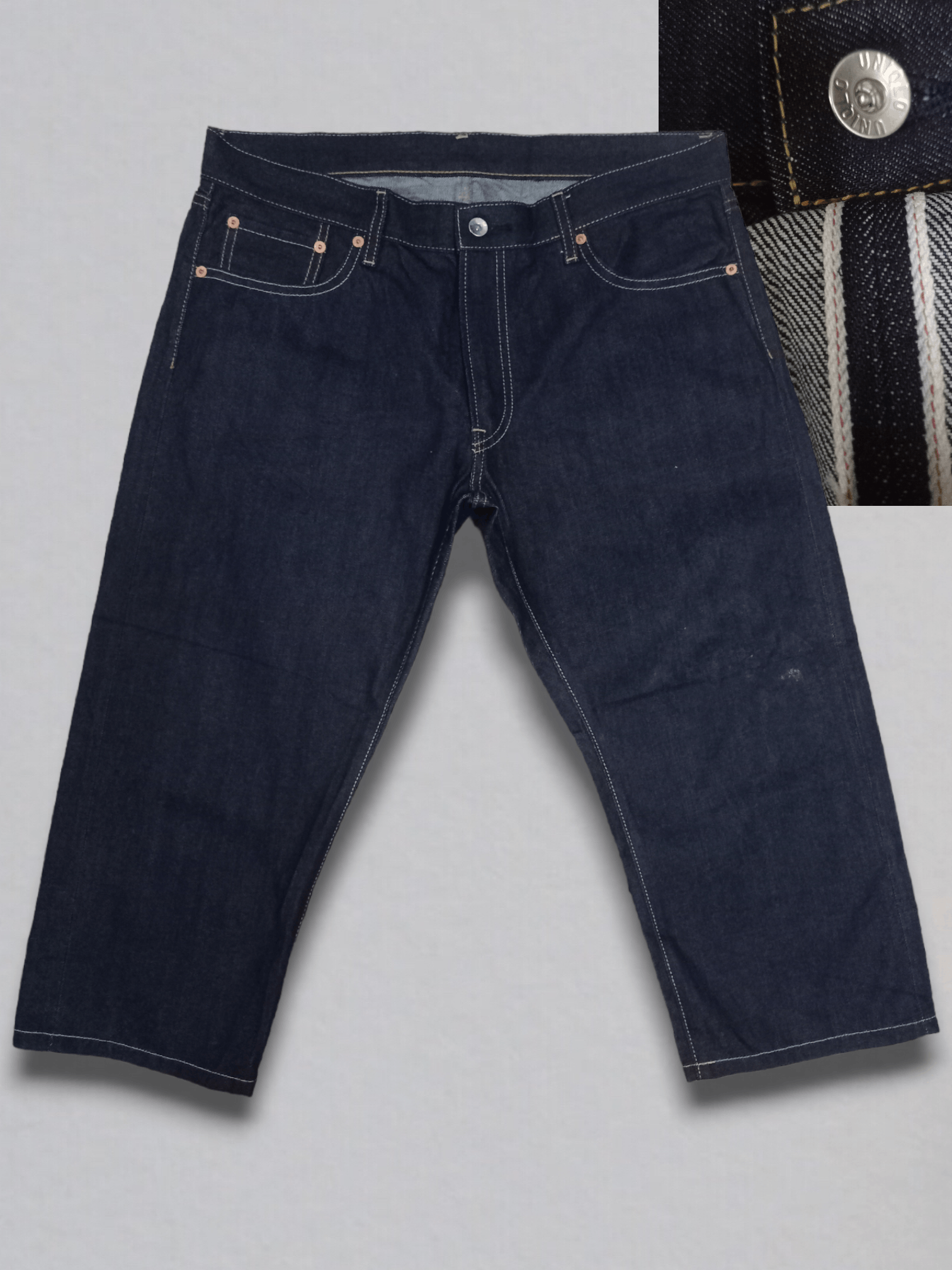 Japanese Brand × Uniqlo Vintage Japanese Uniqlo Baggy Style Raw Denim Selvedge Jeans Size US 35 - 1 Thumbnail