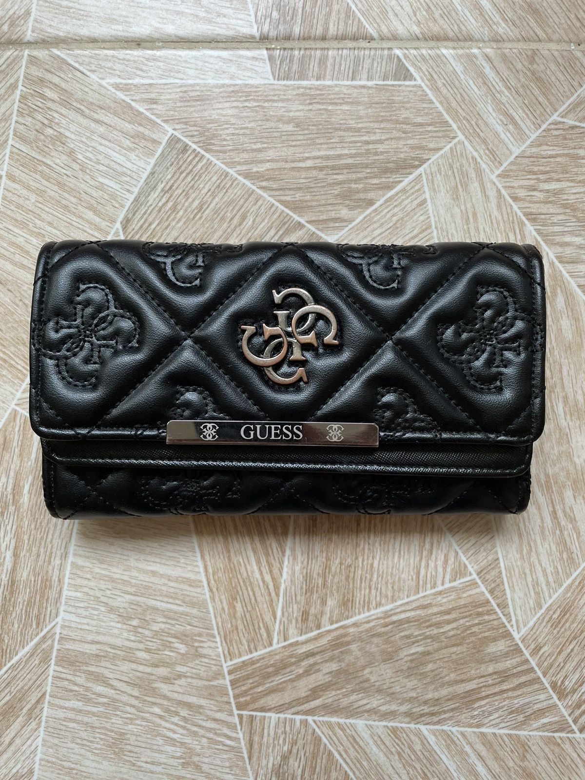 Vintage Vintage Guess Monogram Logo Leather Long Wallet | Grailed