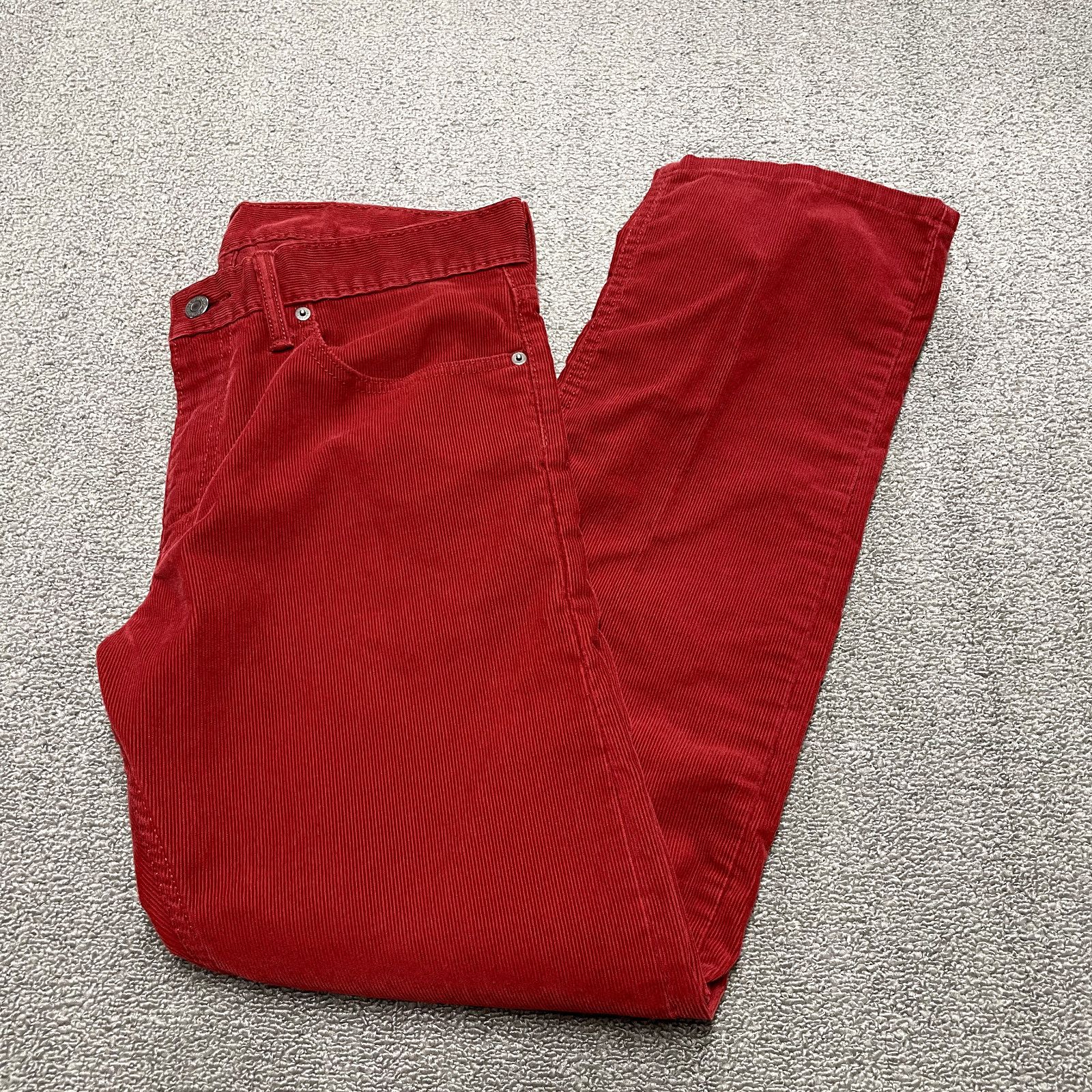 Vintage Levis Pants Men 33 Red Work Dress Basic Corduroy Straight Leg