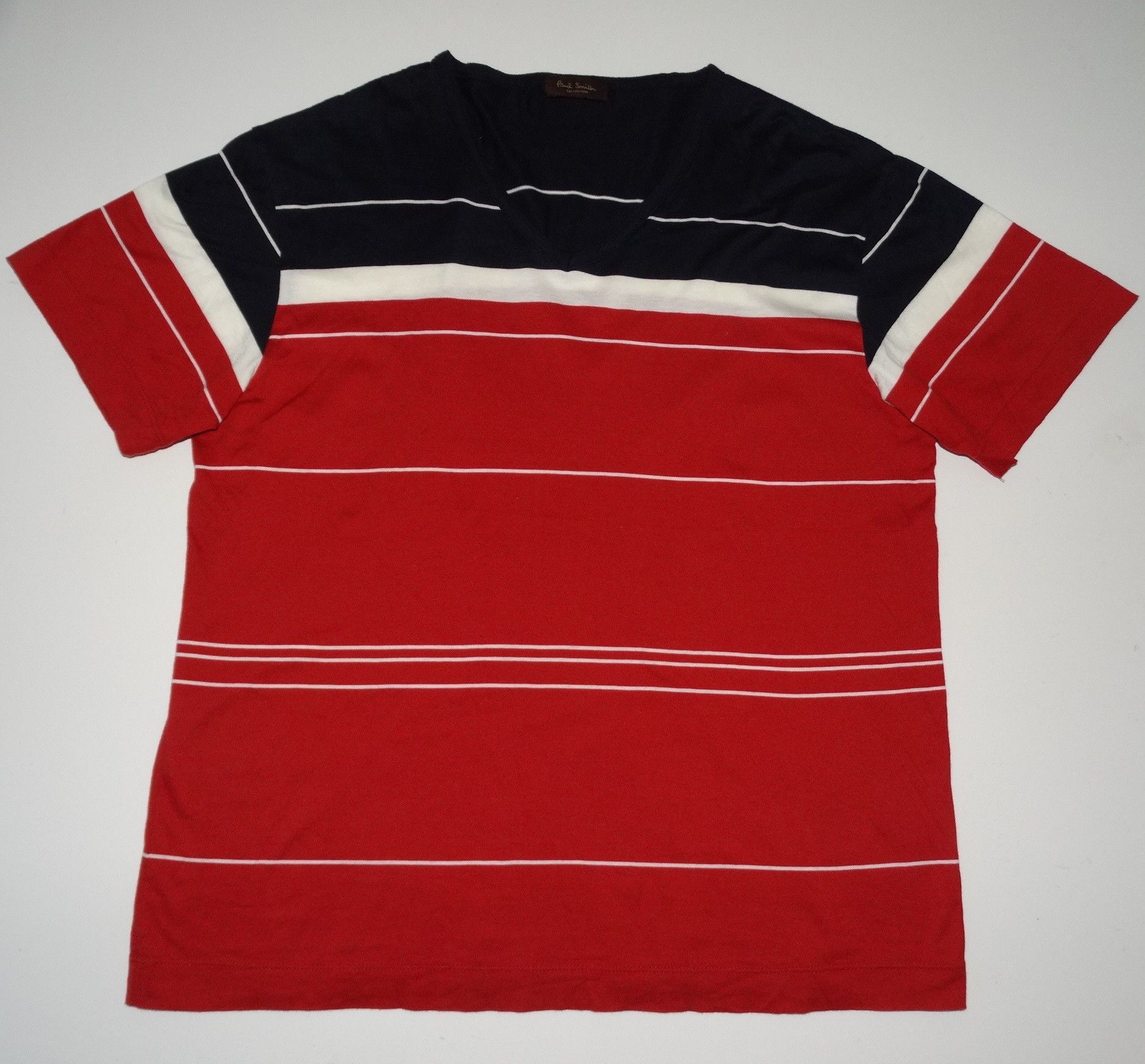 Paul Smith × Paul Smith Red Ear H32 Paul Smith main line stripes striped tee v neck cotton Size US S / EU 44-46 / 1 - 2 Thumbnail