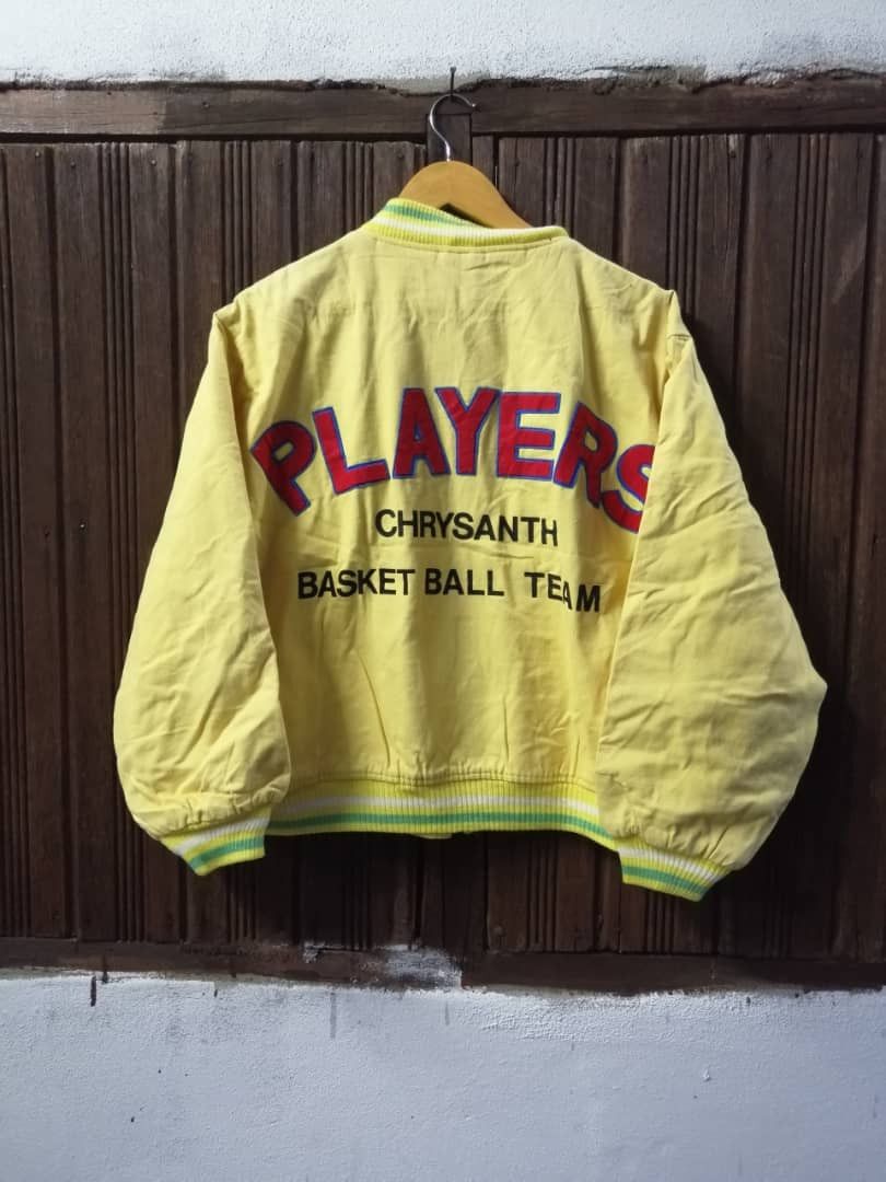 image of Vintage Embroidered Players Chrysants Basketball Team in Yellow, Men's (Size Large)