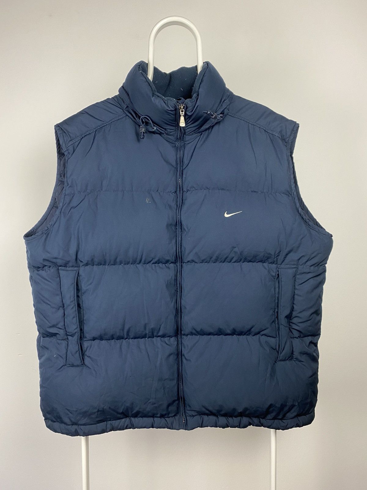image of Nike Vintage Navy Puffer Vest Small Swoosh 2000S, Men's (Size XL)