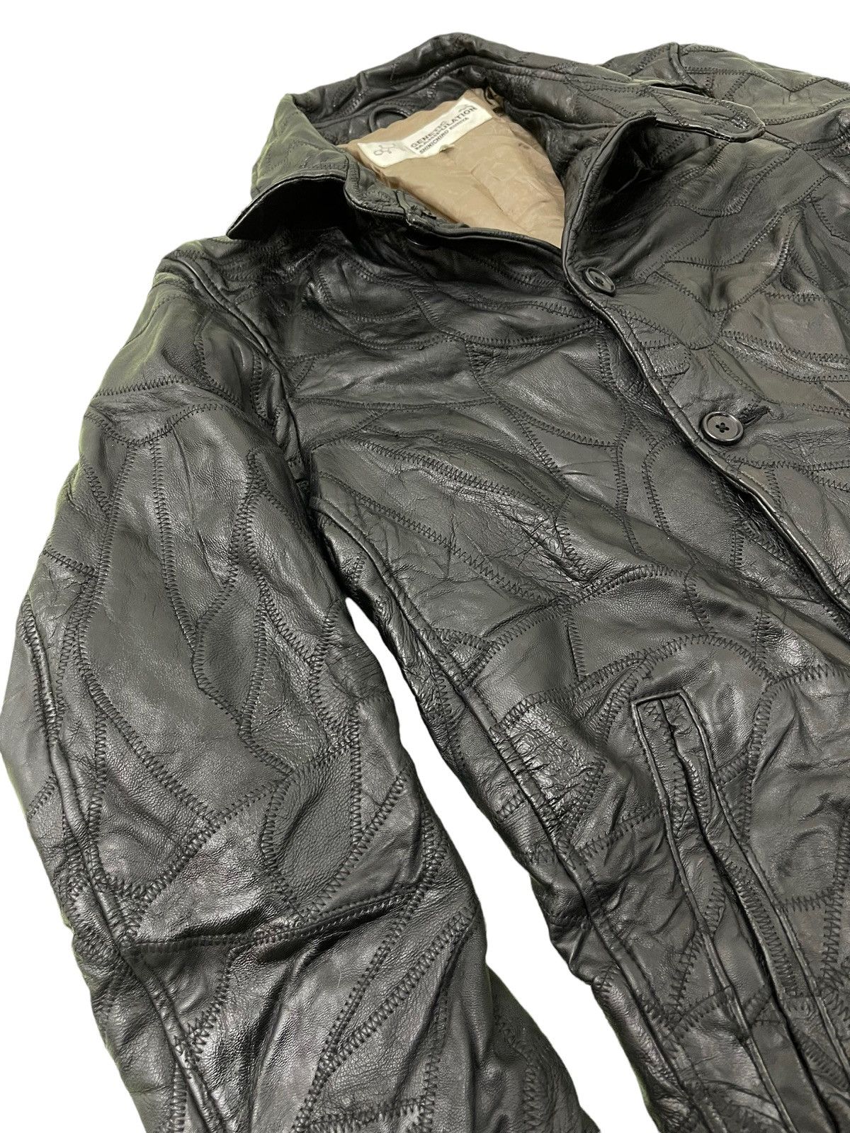 Genetic Manipulation Shinichiro Kuriya Scab Patchwork Sheep Leather Button Jacket 1🟦 Size US M / EU 48-50 / 2 - 1 Thumbnail