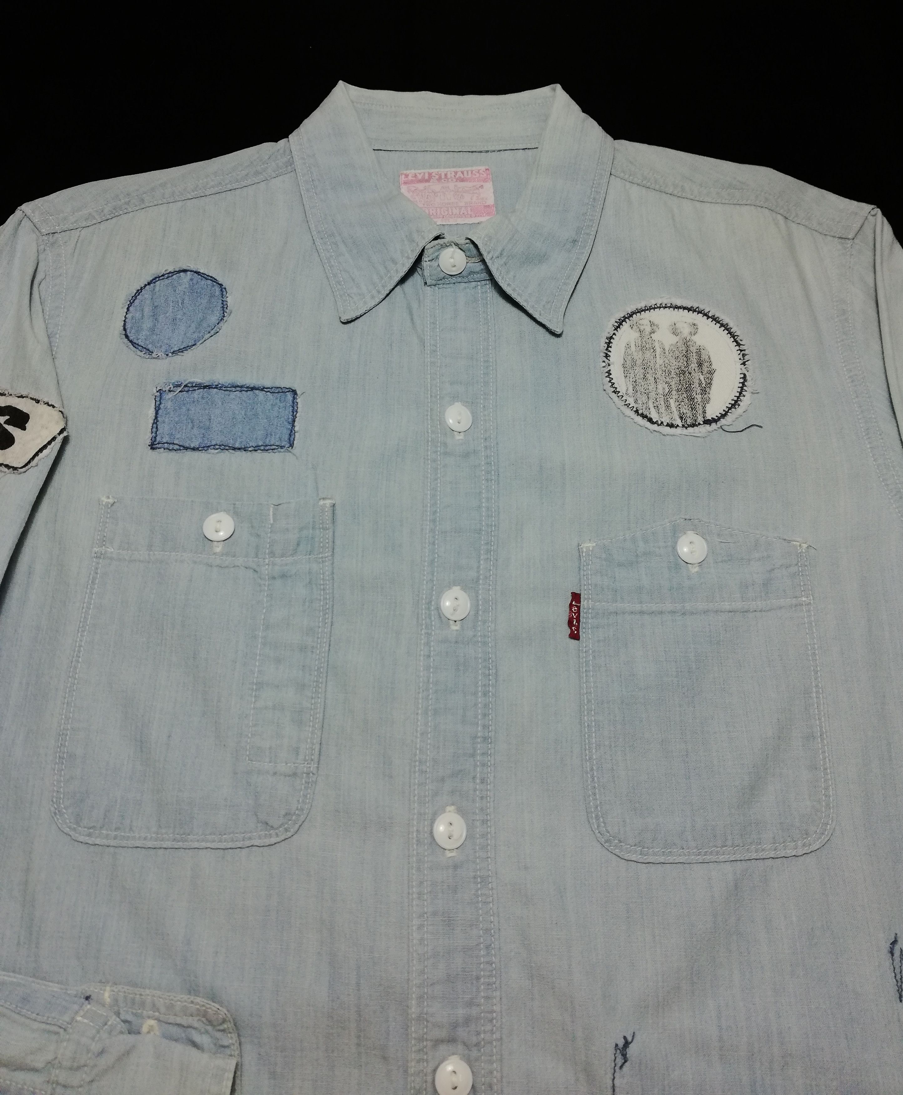 Levi's × Levi's Vintage Clothing × Vintage 🔥Flannel Washed Chambray Selvedge Levi's Strauss Ls Shirts Size US S / EU 44-46 / 1 - 3 Thumbnail