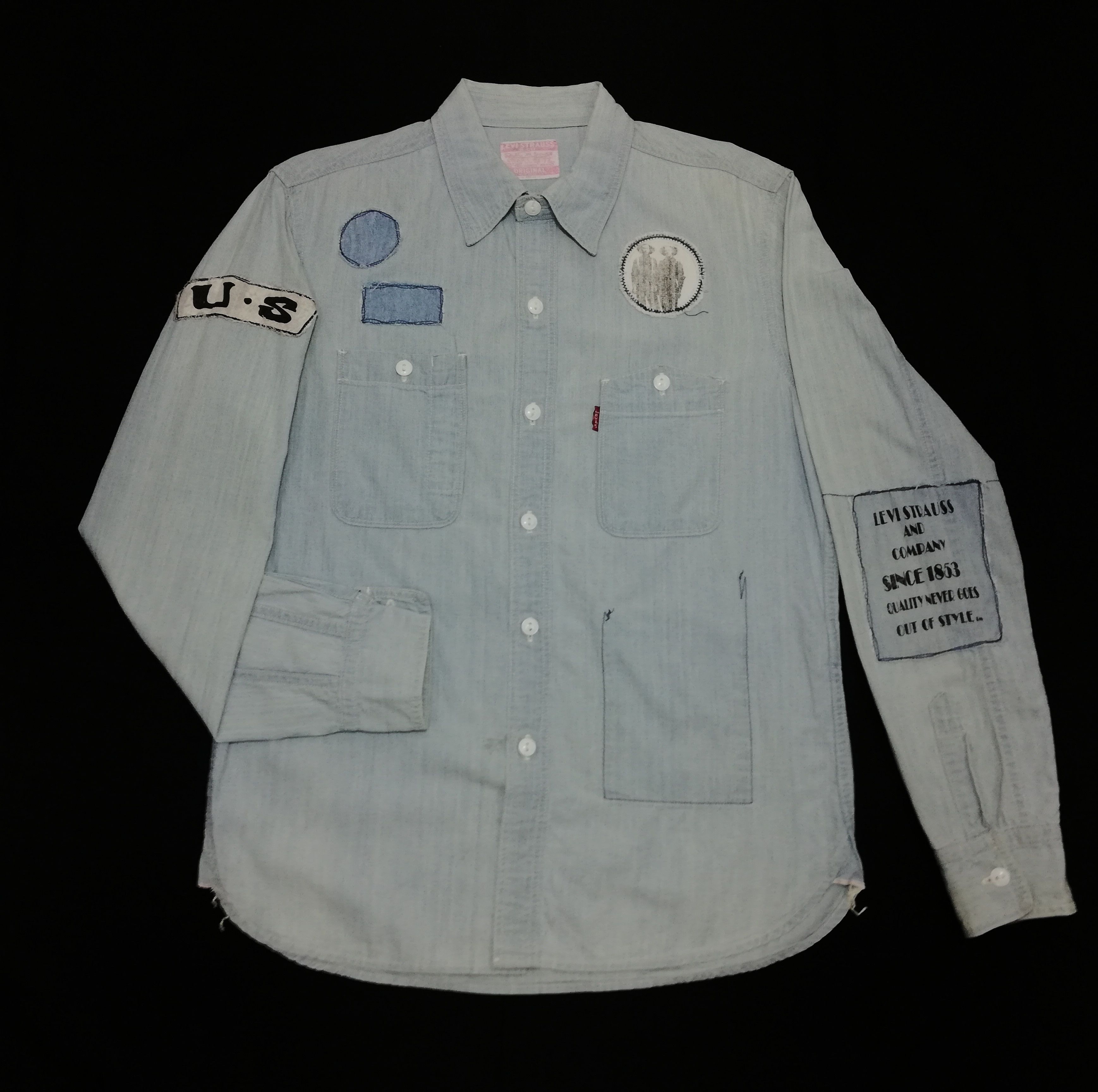 Levi's × Levi's Vintage Clothing × Vintage 🔥Flannel Washed Chambray Selvedge Levi's Strauss Ls Shirts Size US S / EU 44-46 / 1 - 1 Thumbnail