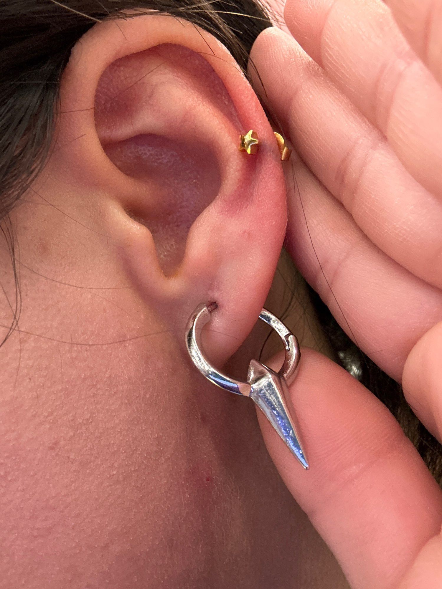 Jewelry Silver Color Barb Geometric Hoop Earrings Size ONE SIZE - 6 Thumbnail