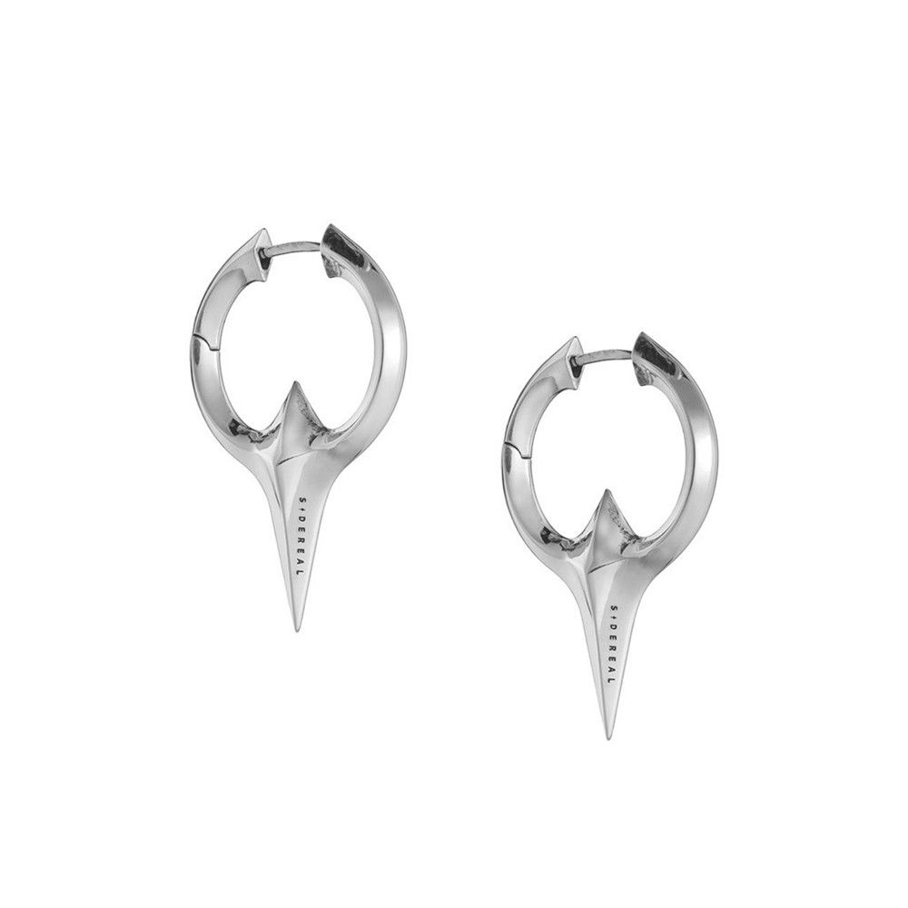 Jewelry Silver Color Barb Geometric Hoop Earrings Size ONE SIZE - 2 Thumbnail