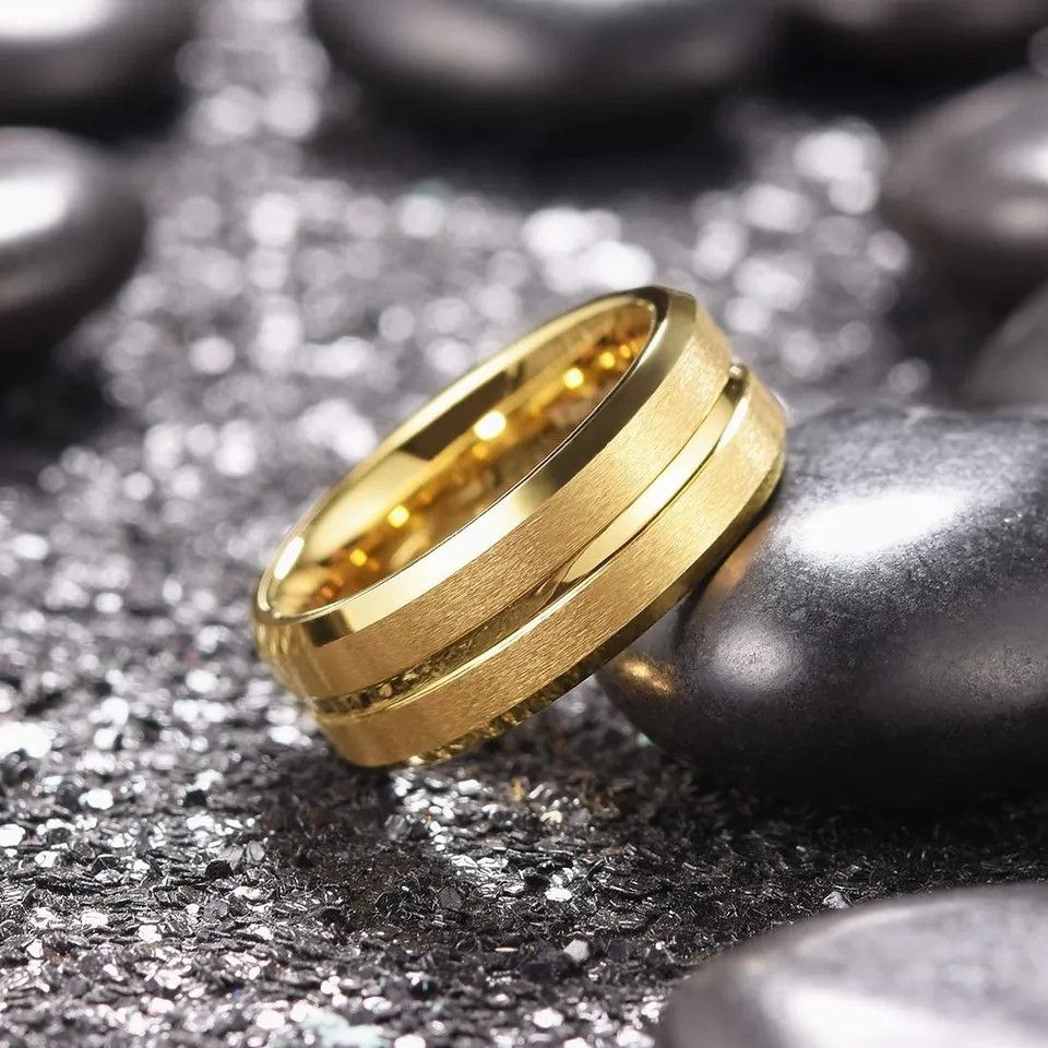 Japanese Brand 8mm Stainless Steel Thin Line Ring Size ONE SIZE - 4 Thumbnail