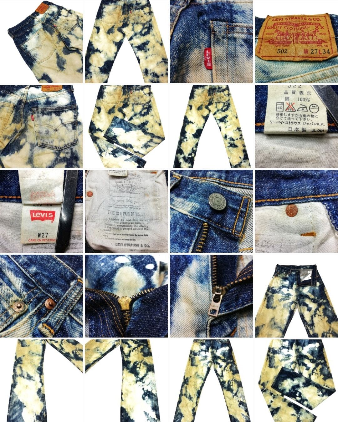 Levi's × Levi's Vintage Clothing 🔥Levi's 502 Custom Acid Wash Japan Bleacher Selvedge Jeans Size US 27 - 21 Thumbnail