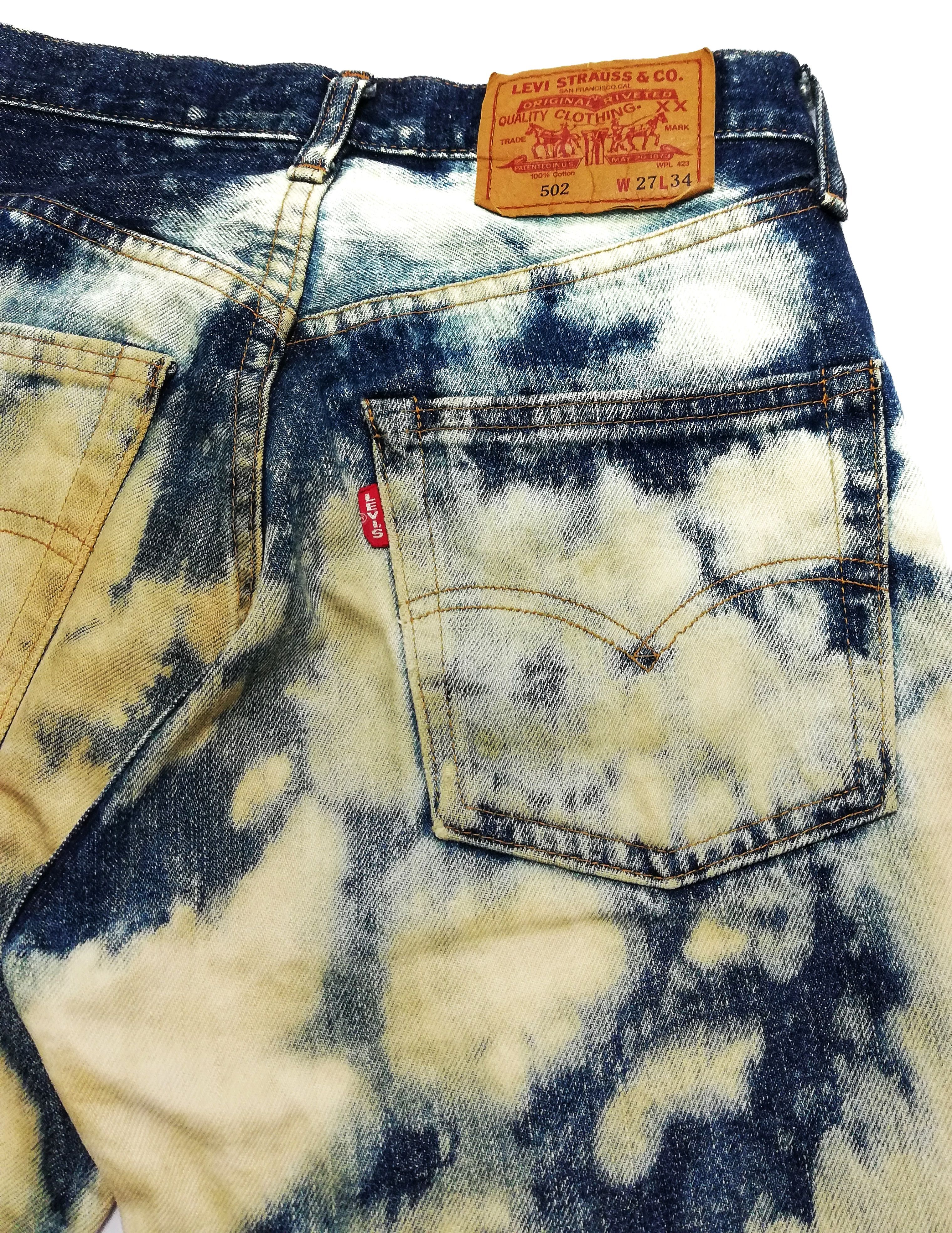 Levi's × Levi's Vintage Clothing 🔥Levi's 502 Custom Acid Wash Japan Bleacher Selvedge Jeans Size US 27 - 16 Thumbnail