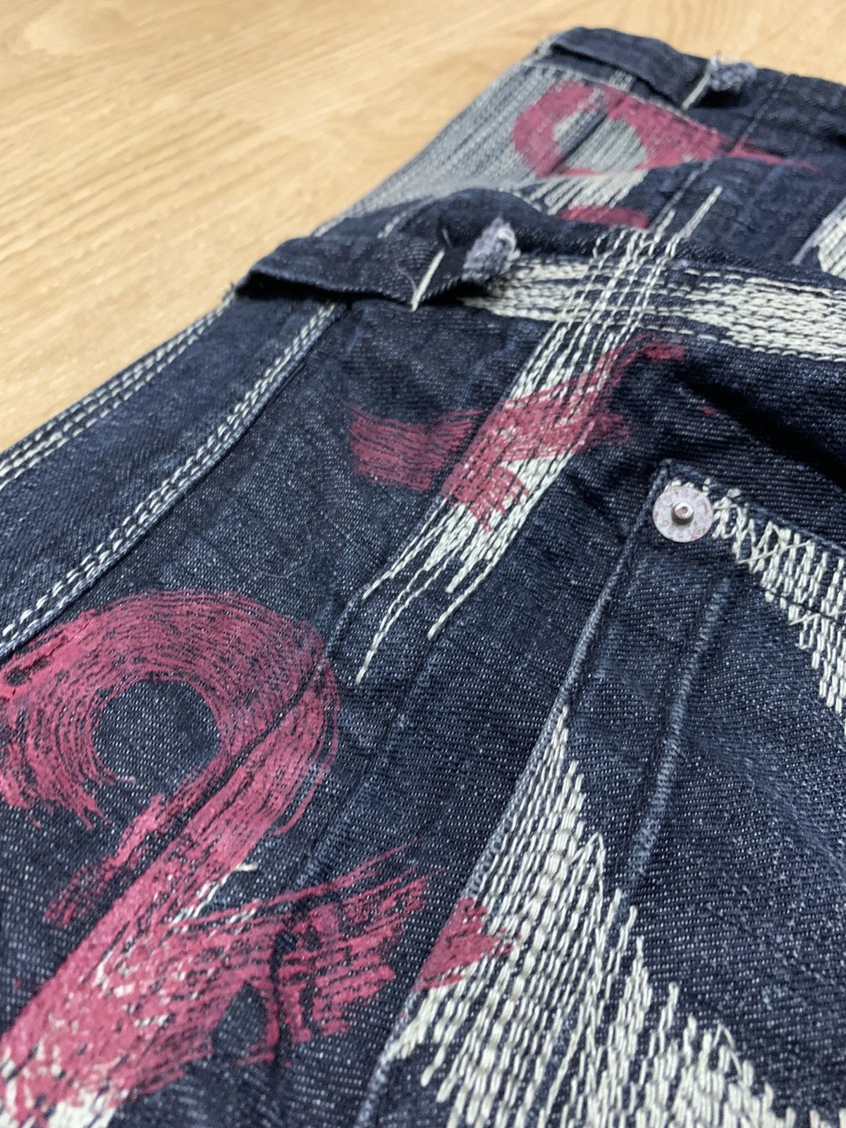 20471120 × Japanese Brand 291295 HOMME Denim Vintage Big Back Logo Size US 30 / EU 46 - 16 Thumbnail