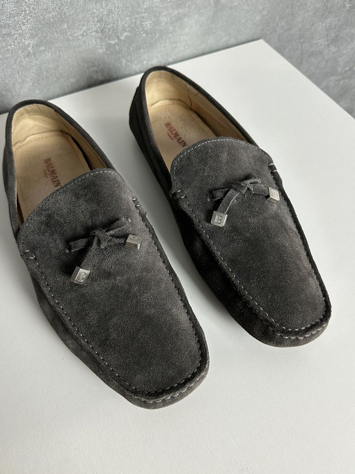 Balmain Balmain Paris Suede Grey Men’s Moccasin Shoes Size US 11 / EU 44 - 4 Thumbnail