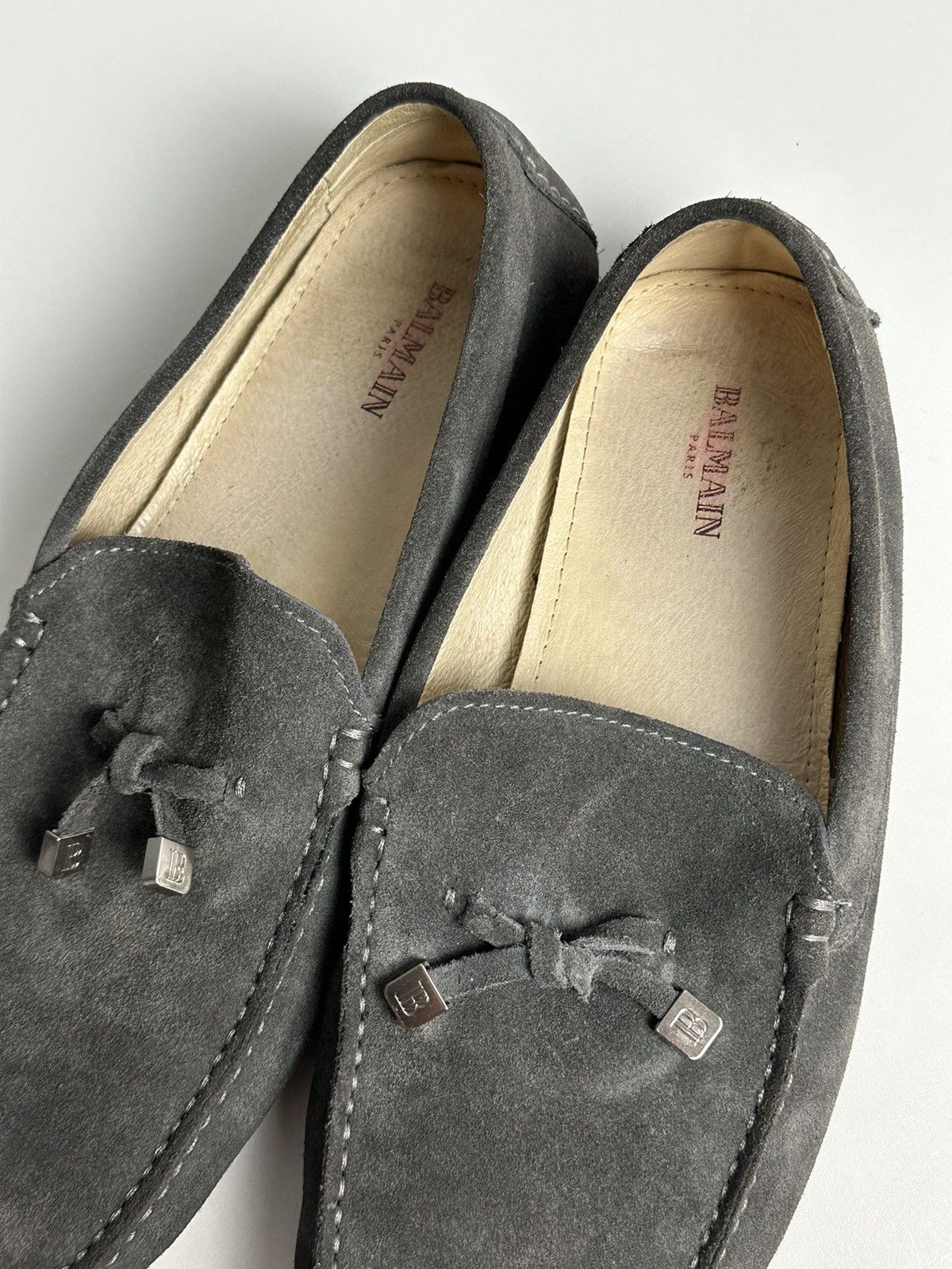 Balmain Balmain Paris Suede Grey Men’s Moccasin Shoes Size US 11 / EU 44 - 6 Thumbnail