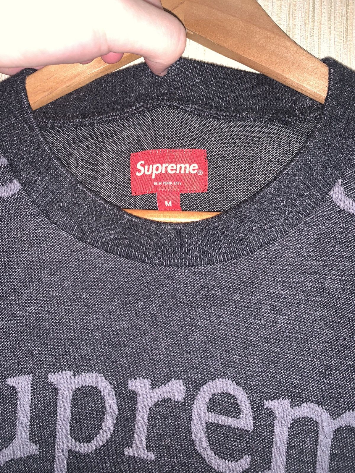 Supreme Jacquard Logo Crewneck Black Men's - SS18 - US