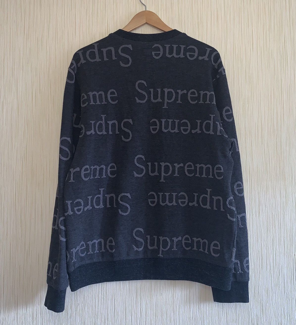 Supreme Jacquard Logo Crewneck Dark Pink Men's - SS18 - US