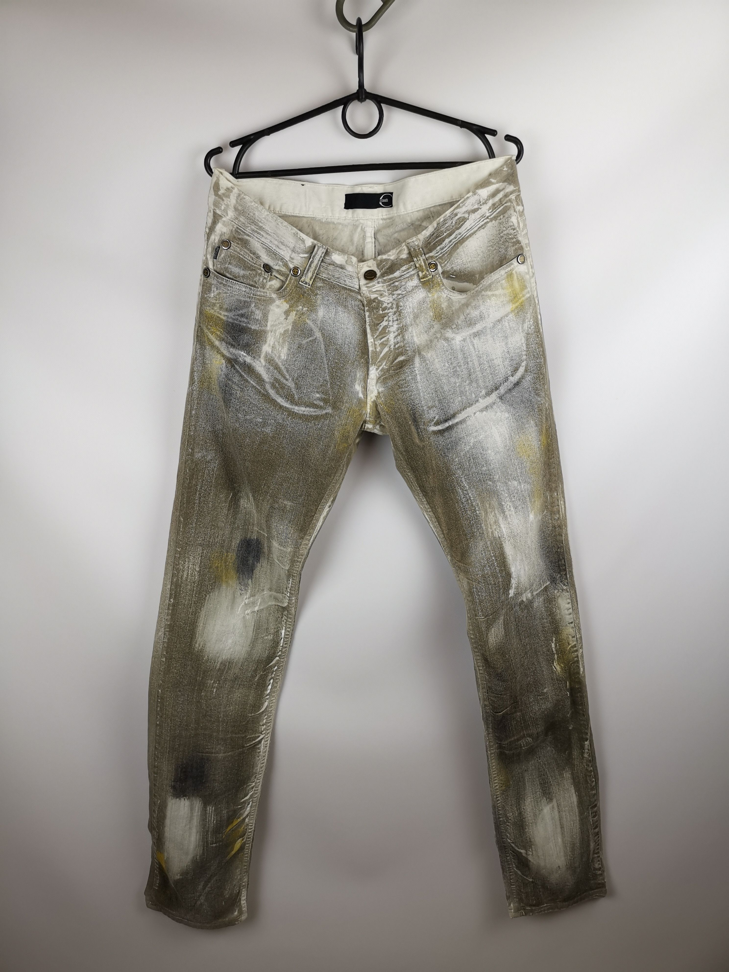 image of Just Cavalli Multicolor Hand Painted Distressed Denim Jeans, Men's (Size 33)