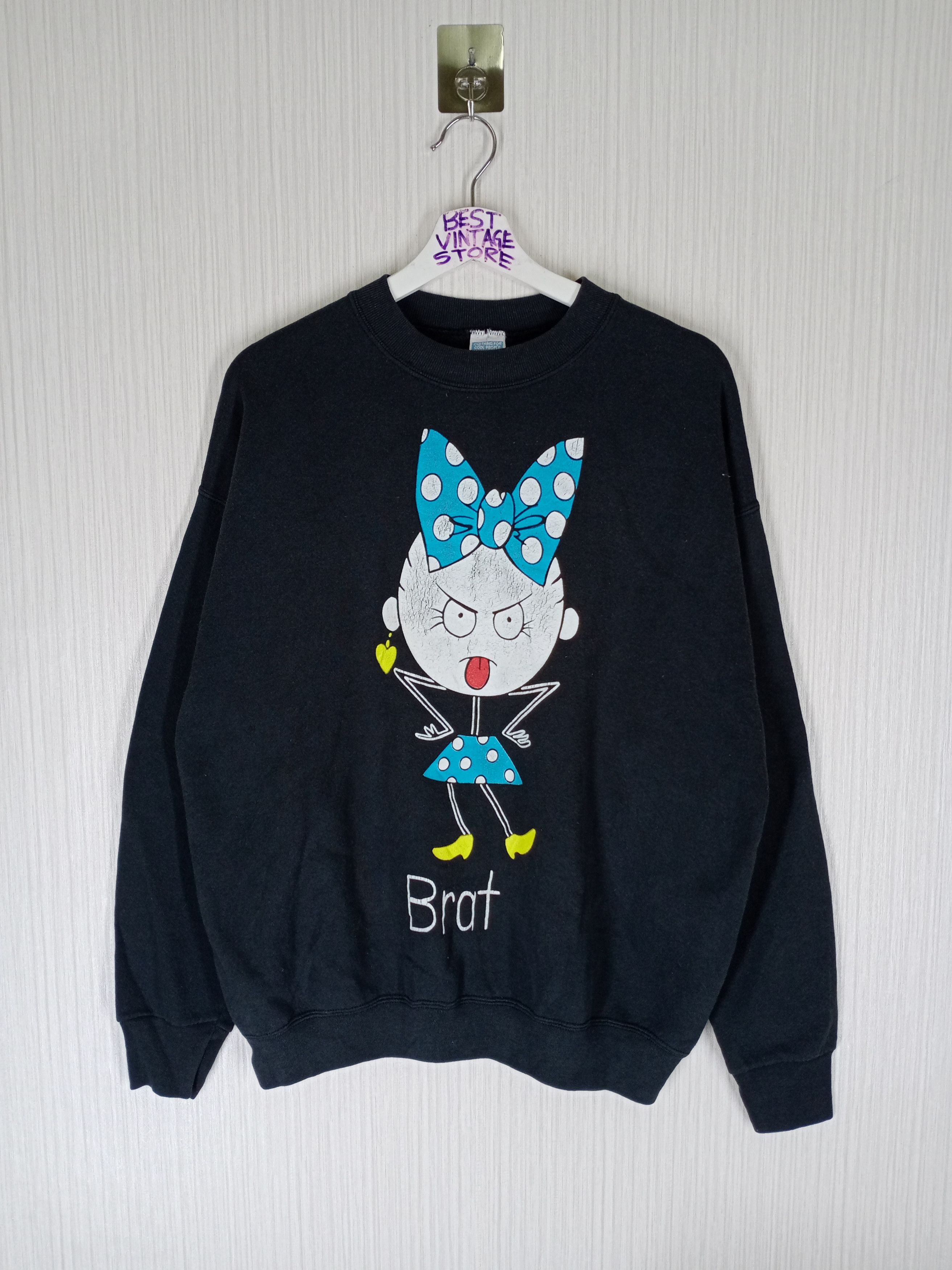 image of Cartoon Network x Grunge Jone 90's Vintage Brat Anime Grunge Motive Sweatshirt in Black (Size XL)