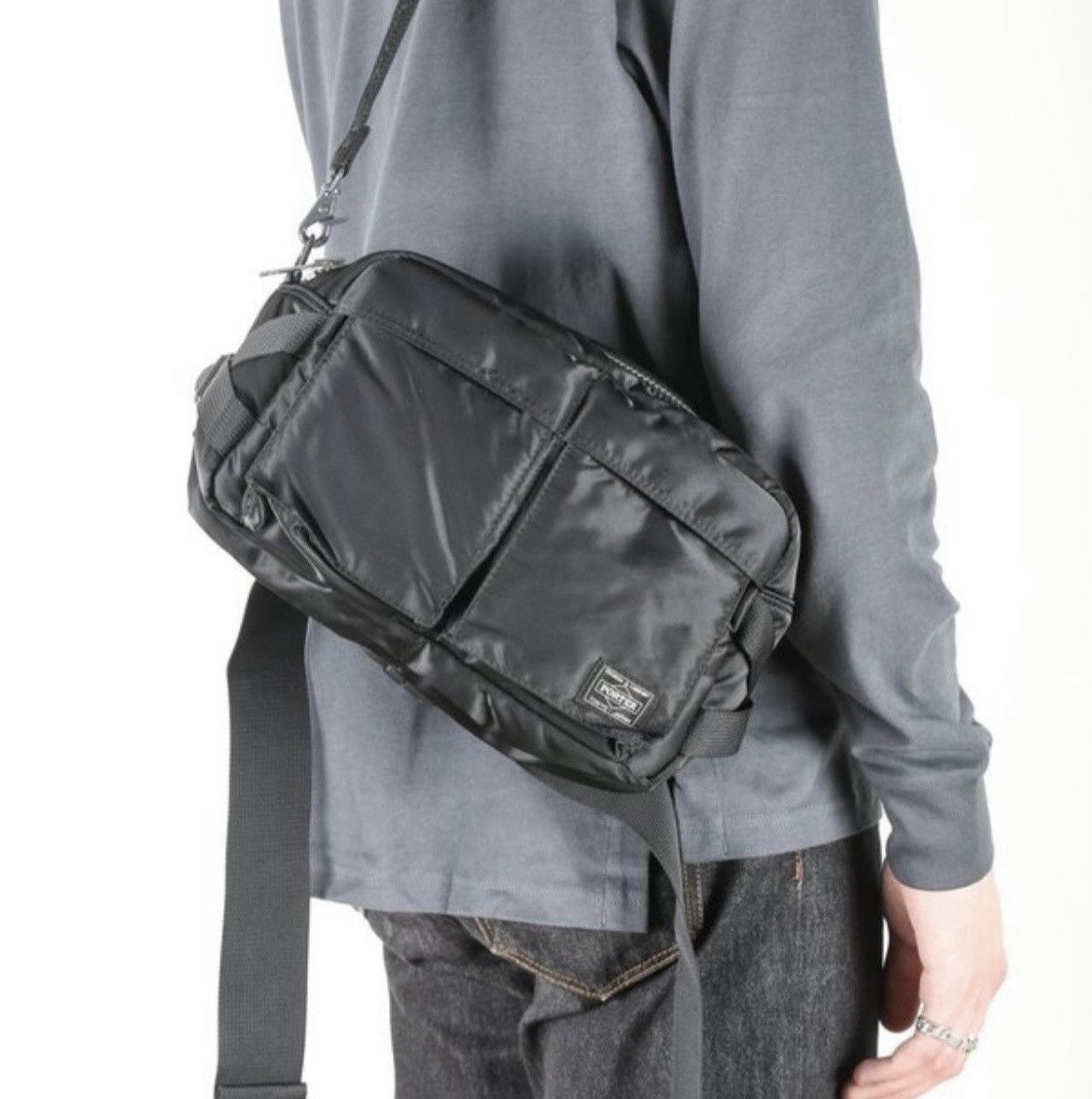 image of Head Porter x Porter Tanker Two Ways Cross Body/shoulder Bag in Black, Men's