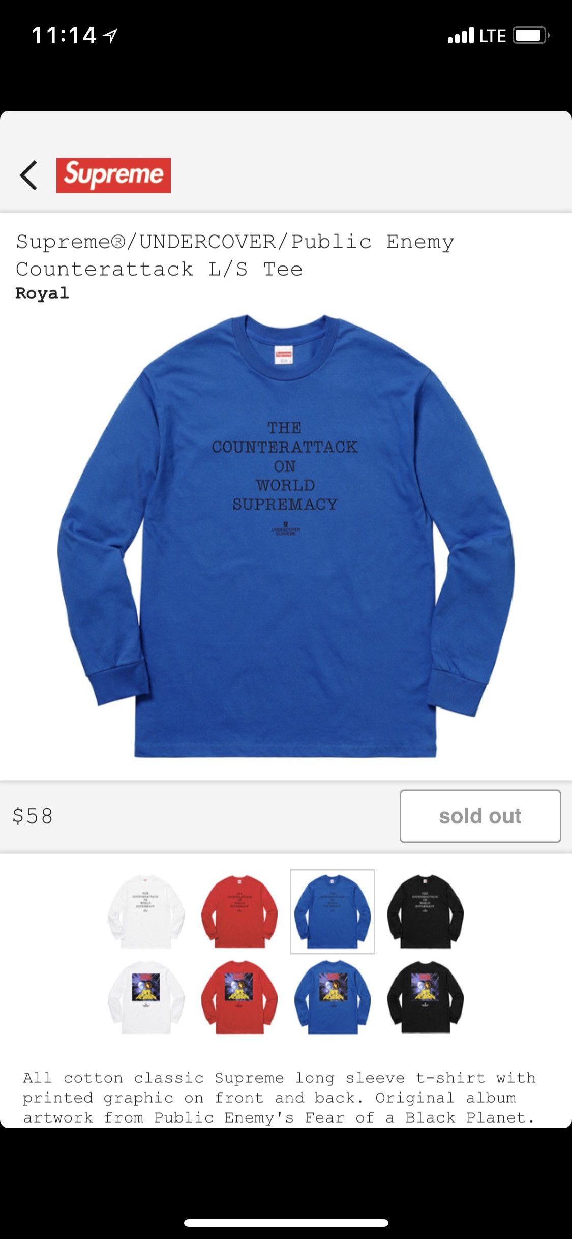 ★Supreme★UNDERCOVER/Public Enemy Counterattack L/S Tee Supreme UNDERCOVER Public Enemy Counterattack L S Tee (SS18