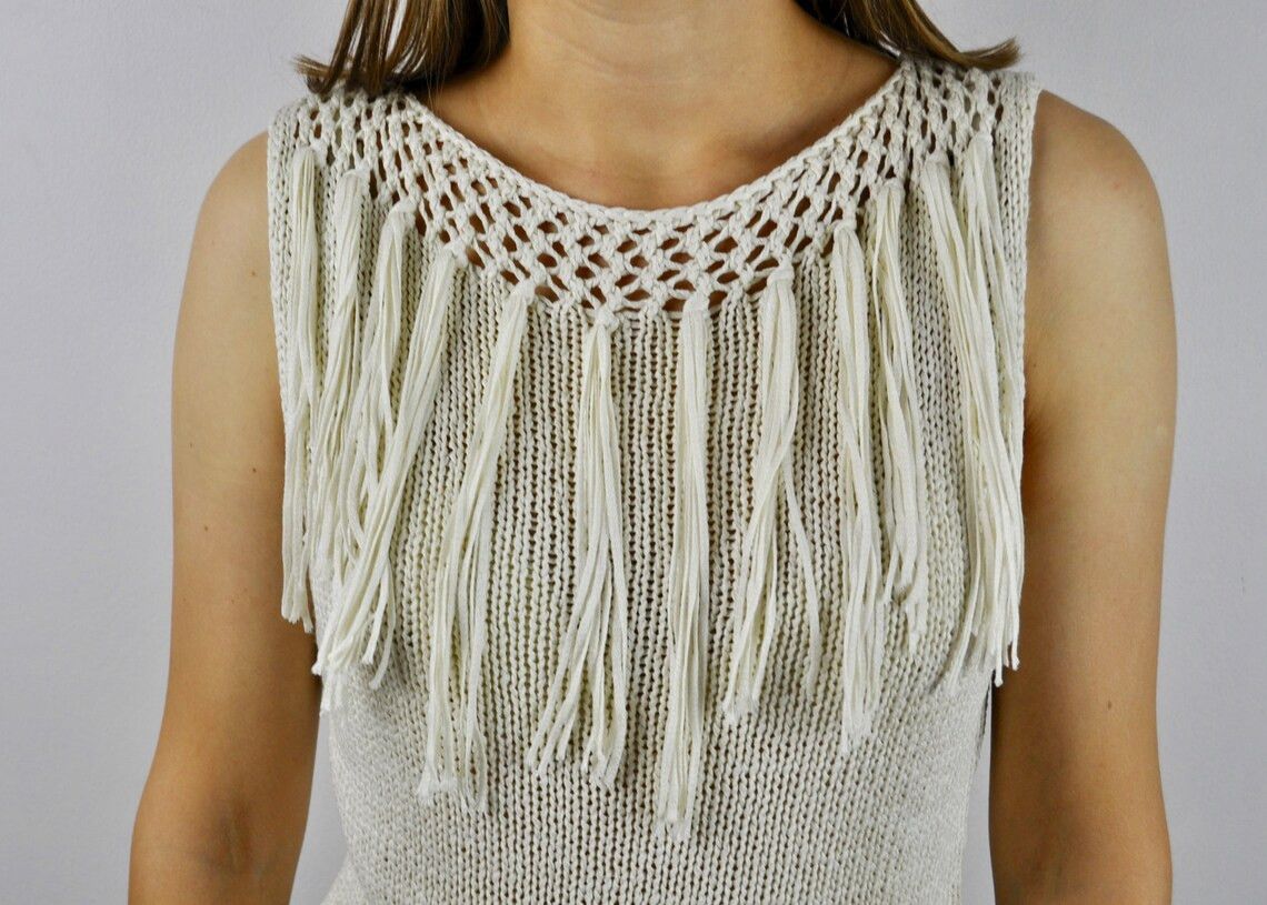 Vintage Via Appia Knitted S boho tassels shirt blouse top Knit vest Size S / US 4 / IT 40 - 8 Thumbnail