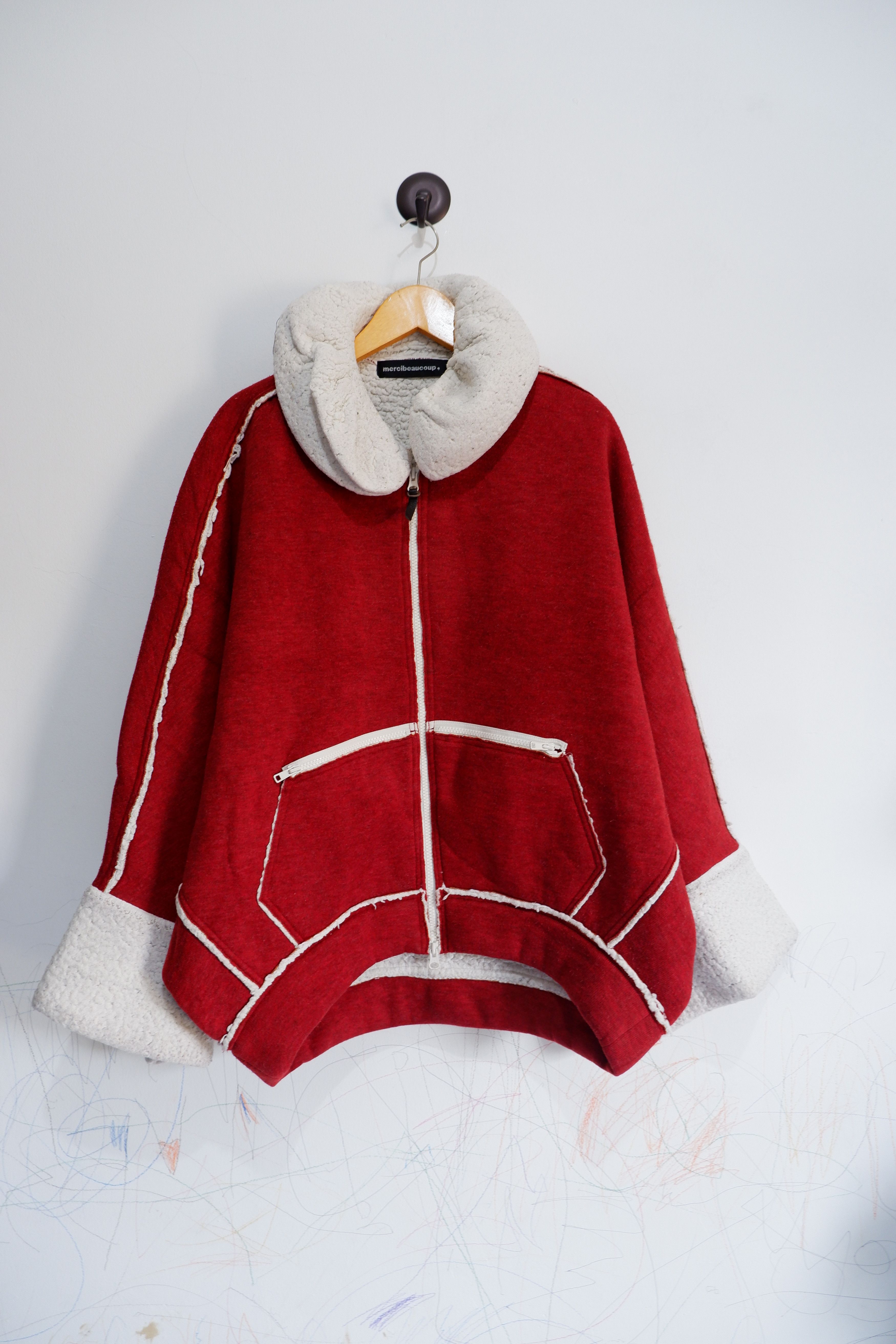 image of Issey Miyake x Mercibeaucoup Vintage 2000S Mercibeaucoup Fleece Pillow Neck Sweater in Red (Size La