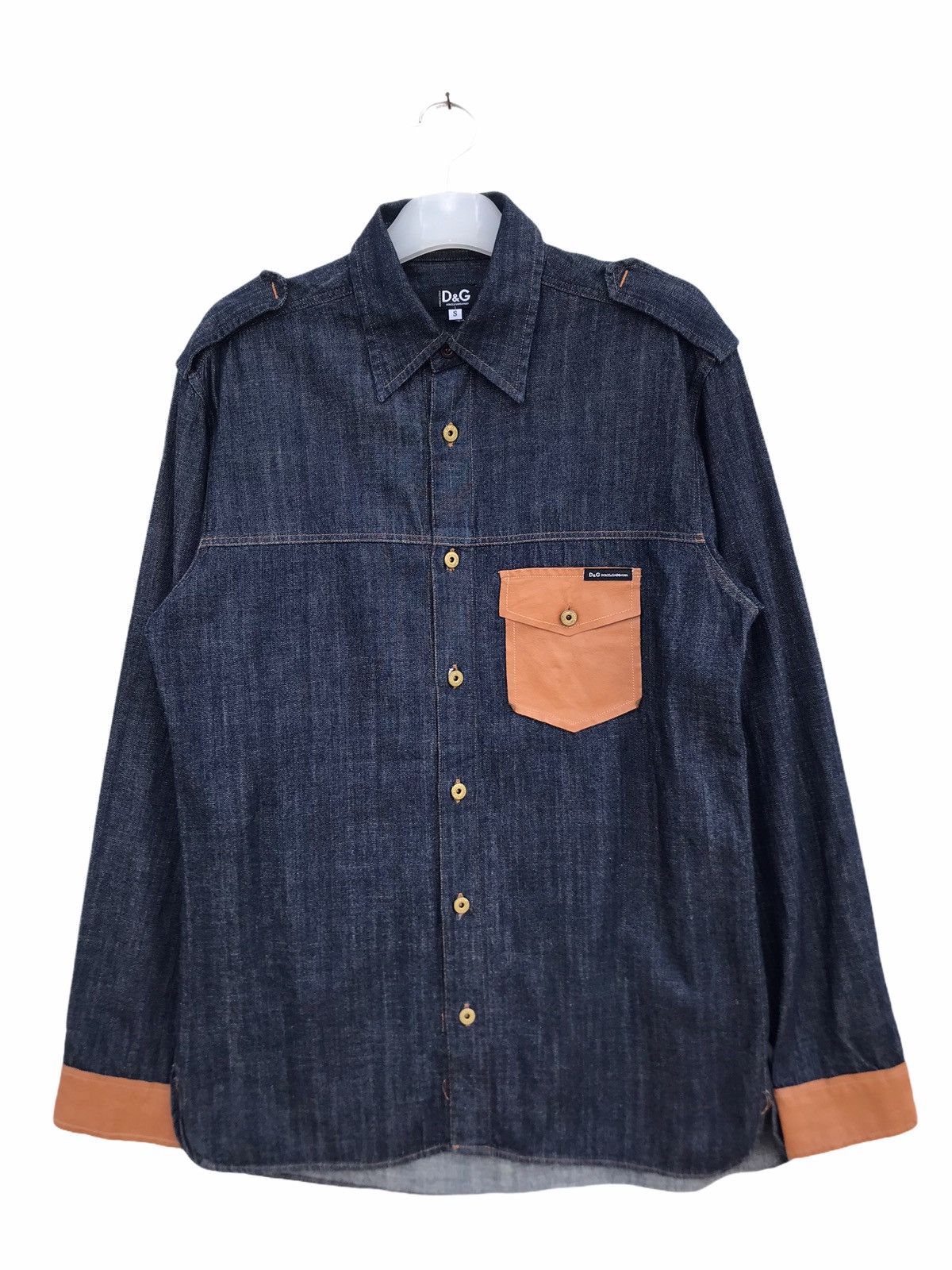 Dolce & Gabbana Dolce & Gabbana Leather Denim Shirt Size US M / EU 48-50 / 2 - 1 Thumbnail