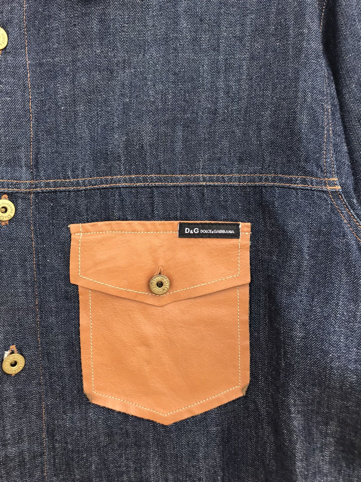 Dolce & Gabbana Dolce & Gabbana Leather Denim Shirt Size US M / EU 48-50 / 2 - 4 Thumbnail