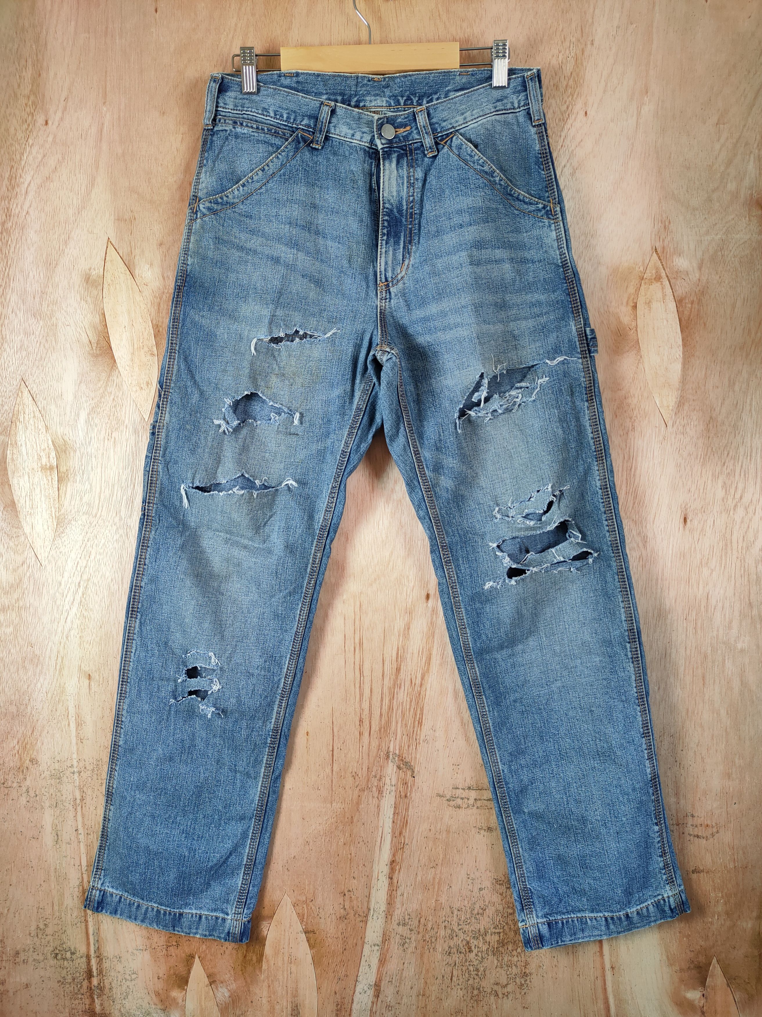 Japanese Brand JAPAN GU DISTRESSED DENIM JEANS PANTS KURT KOBAIN STYLE Size US 29 - 1 Thumbnail