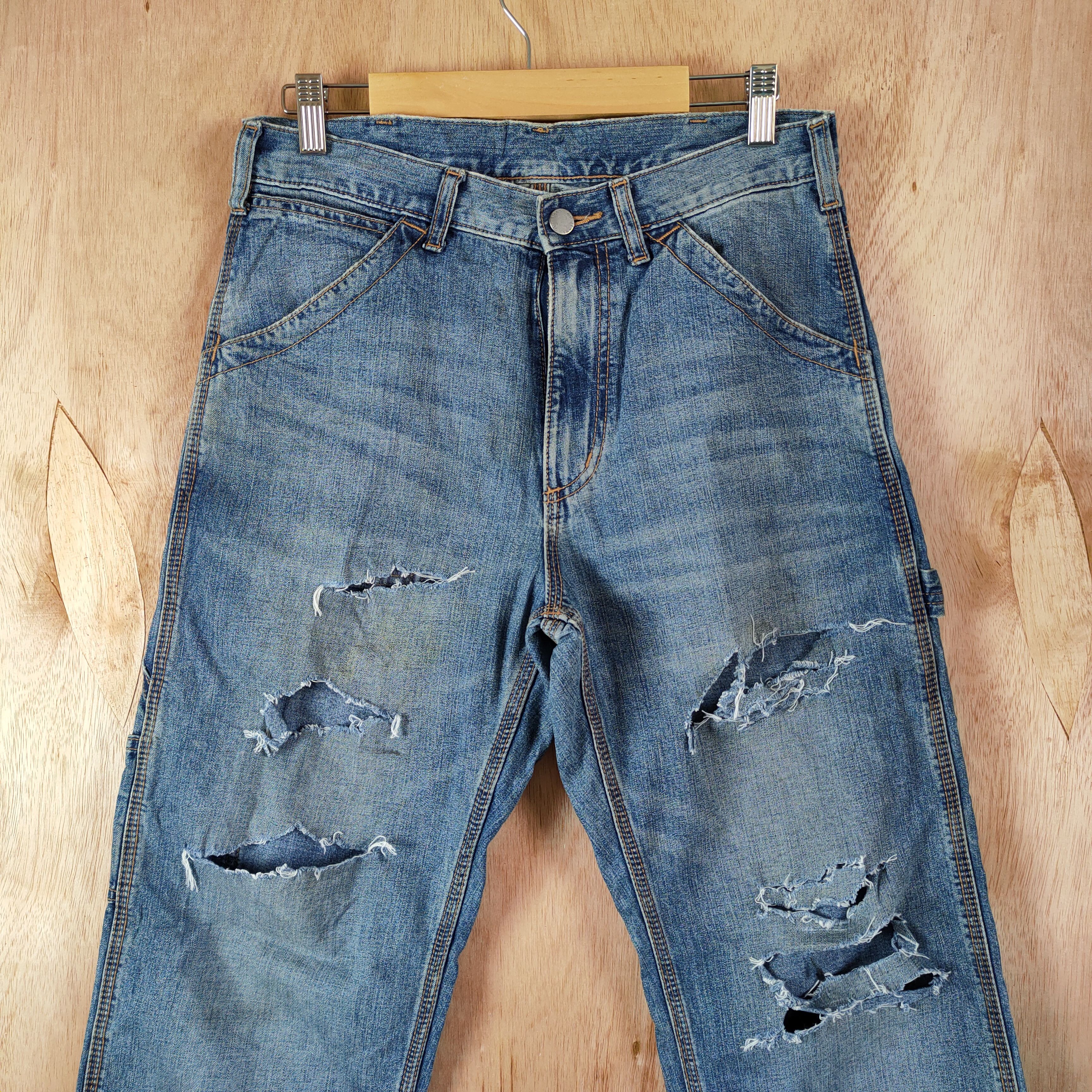 Japanese Brand JAPAN GU DISTRESSED DENIM JEANS PANTS KURT KOBAIN STYLE Size US 29 - 2 Thumbnail