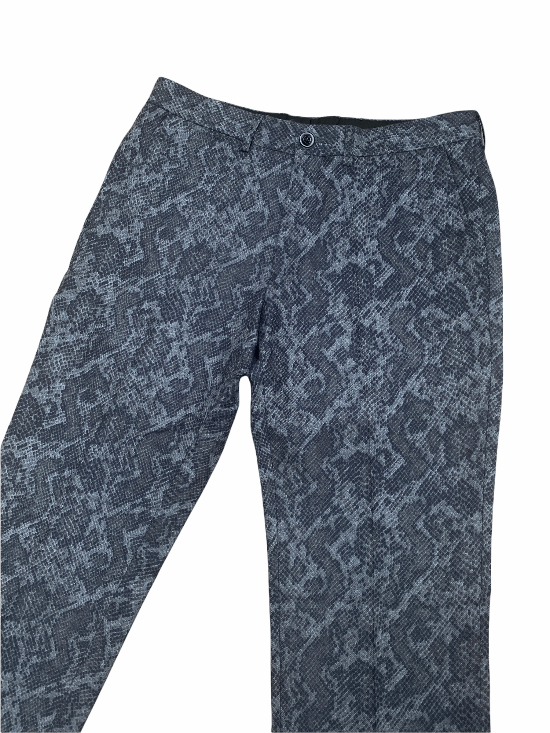 Dries Van Noten Grey Snakeskin print Wool Trousers Size US 32 / EU 48 - 2 Thumbnail