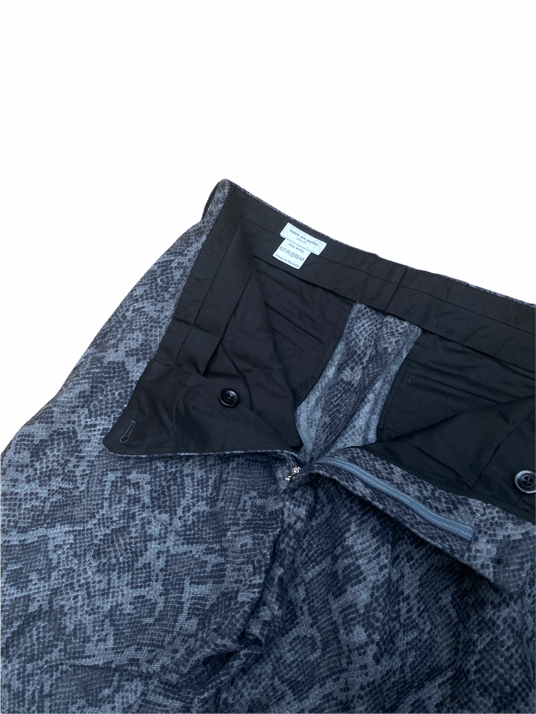 Dries Van Noten Grey Snakeskin print Wool Trousers Size US 32 / EU 48 - 3 Thumbnail