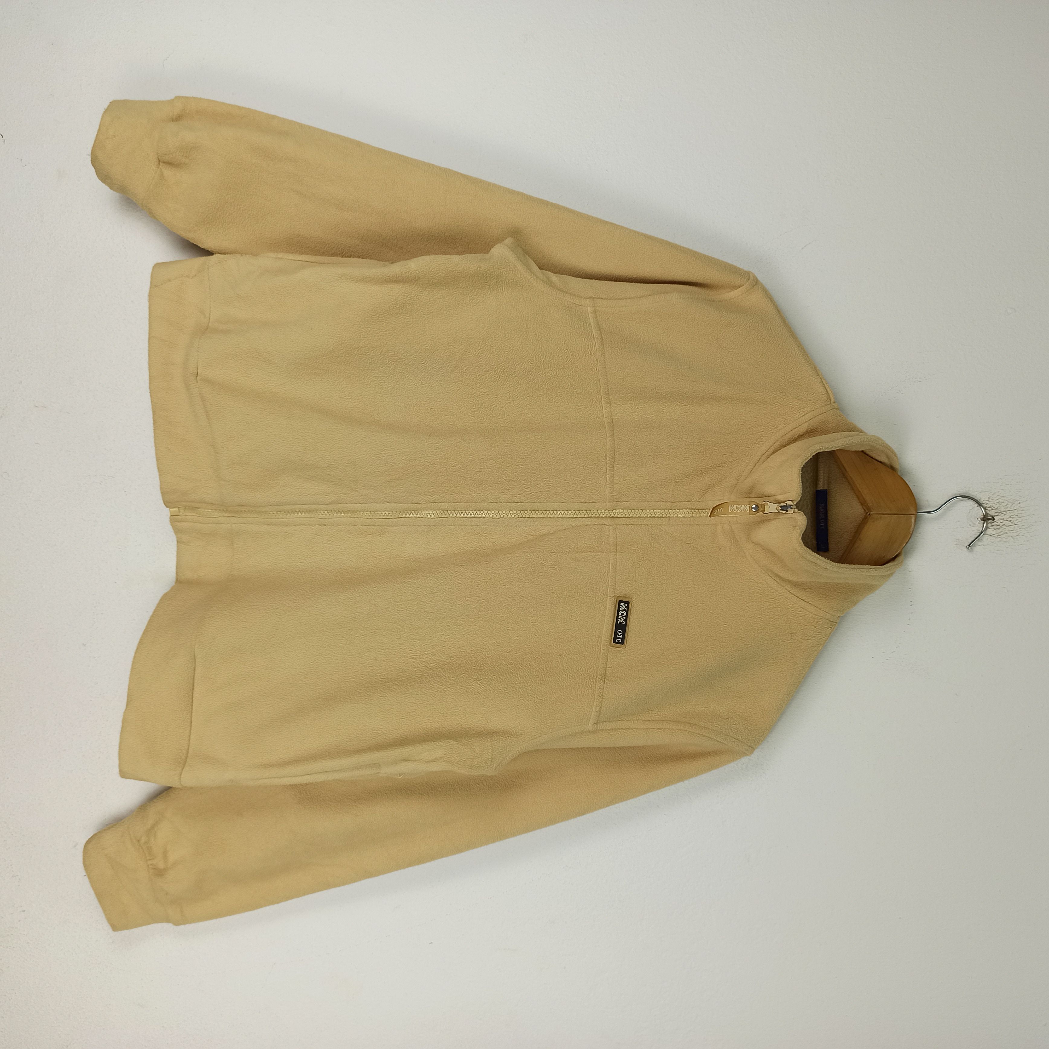 image of Vintage MCM Otc Fleece Jacket Full Zipper in Cream, Men's (Size Large)
