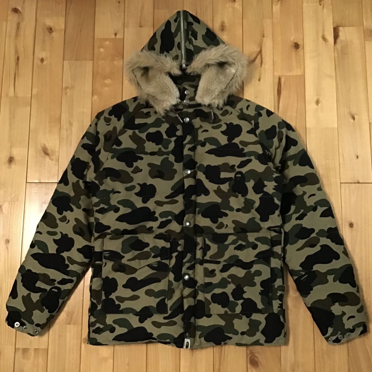 Fur Down jacket BAPE 1st camo green a bathing ape