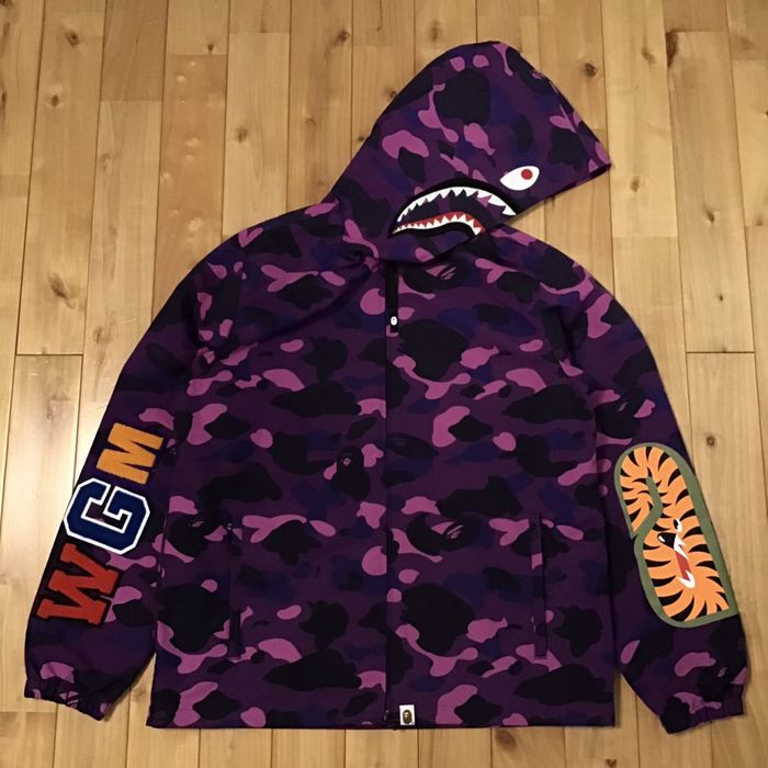 A Bathing Ape Bape Purple Camo Shark Hoodie