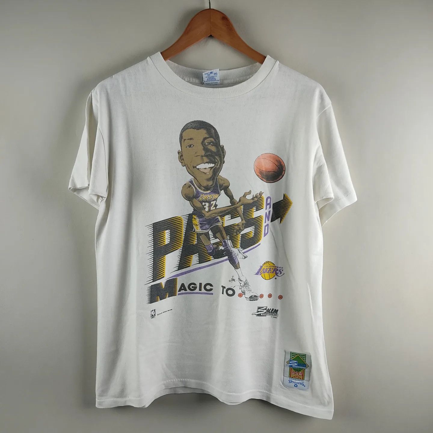 NBA × Salem Sportswear × Vintage 1990 LA Lakers Magic Johnson Size US M / EU 48-50 / 2 - 7 Thumbnail