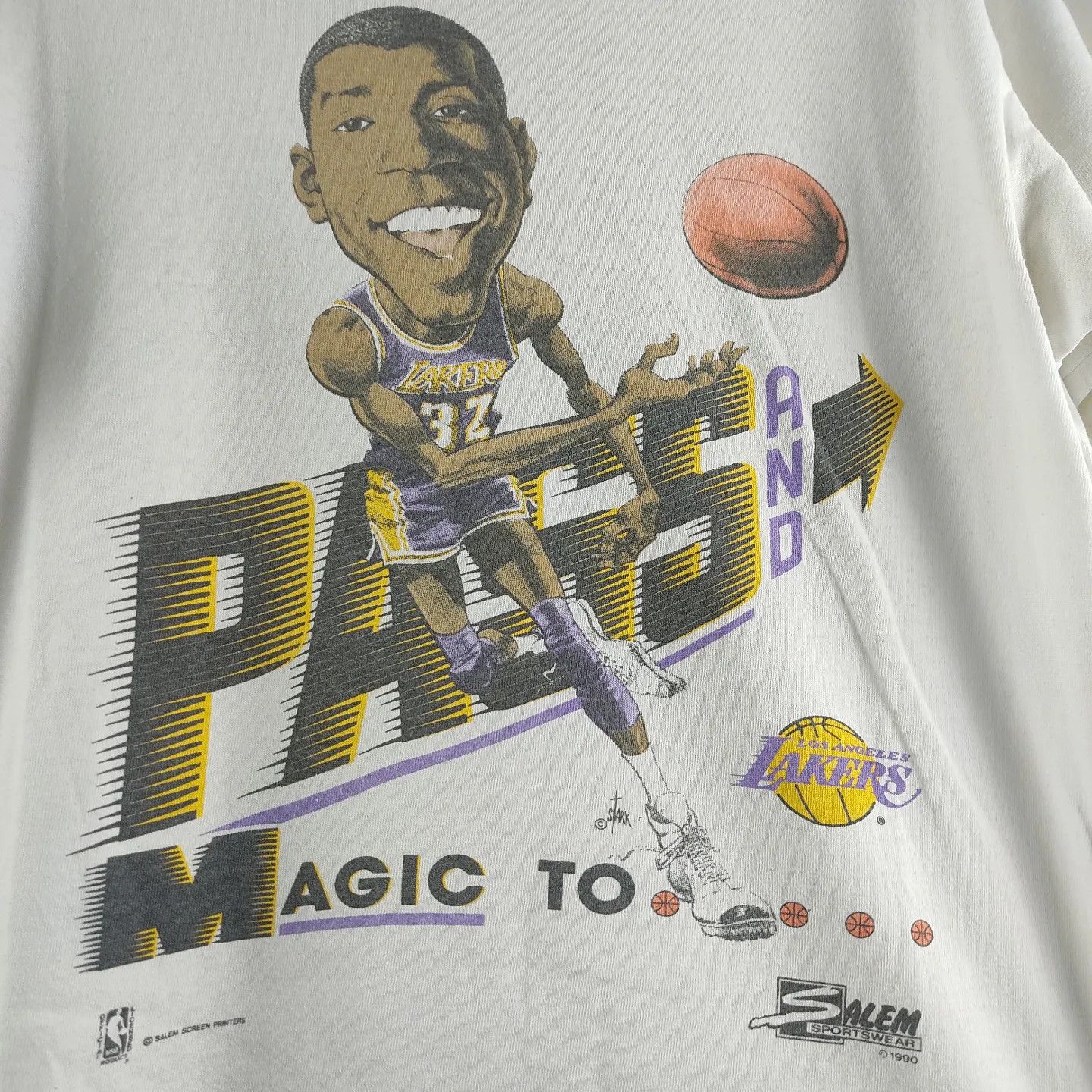 NBA × Salem Sportswear × Vintage 1990 LA Lakers Magic Johnson Size US M / EU 48-50 / 2 - 2 Thumbnail