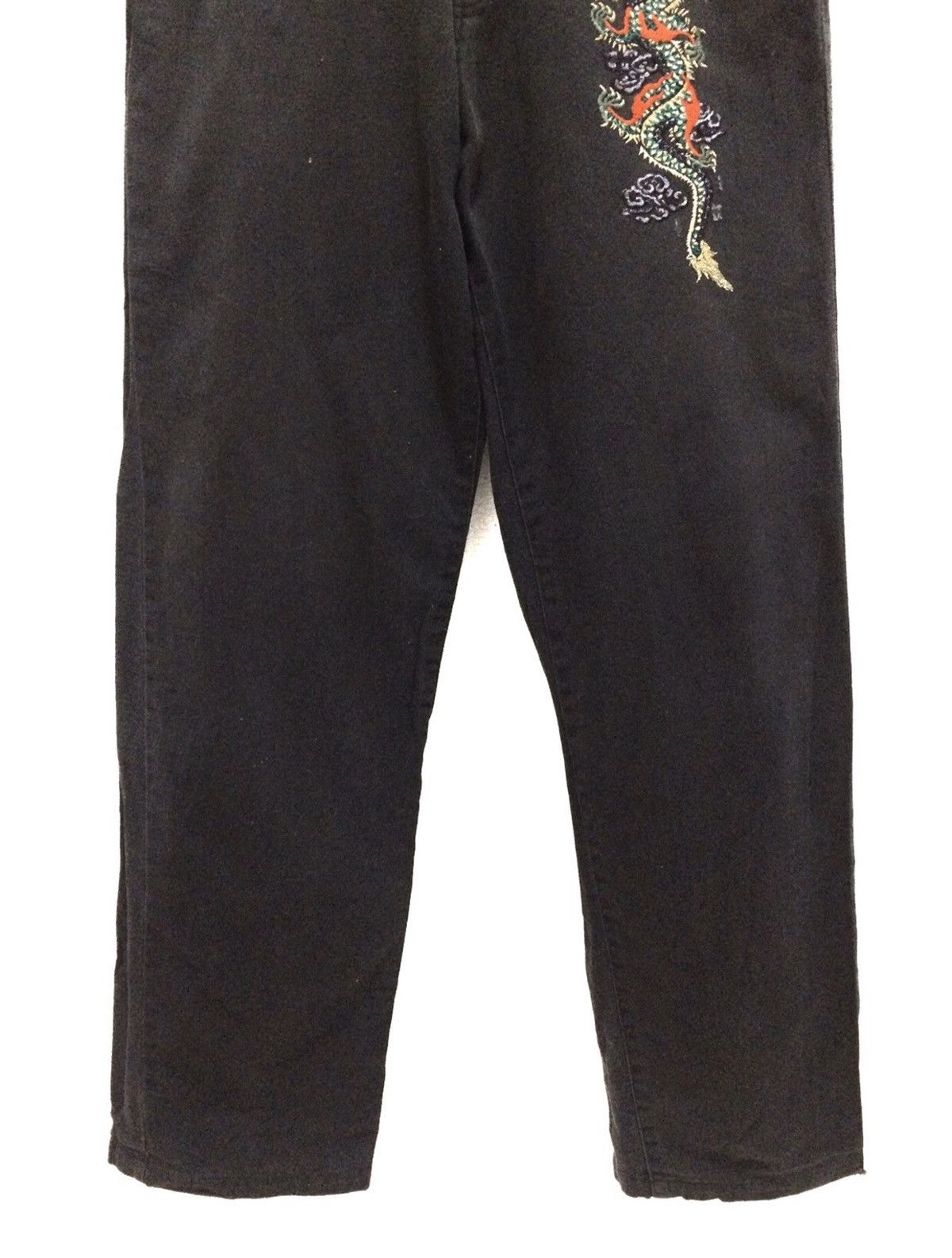 Kansai Yamamoto KANSAI Yamamoto impact Embroidery Dragon Black Denim Pant Size US 29 - 3 Thumbnail
