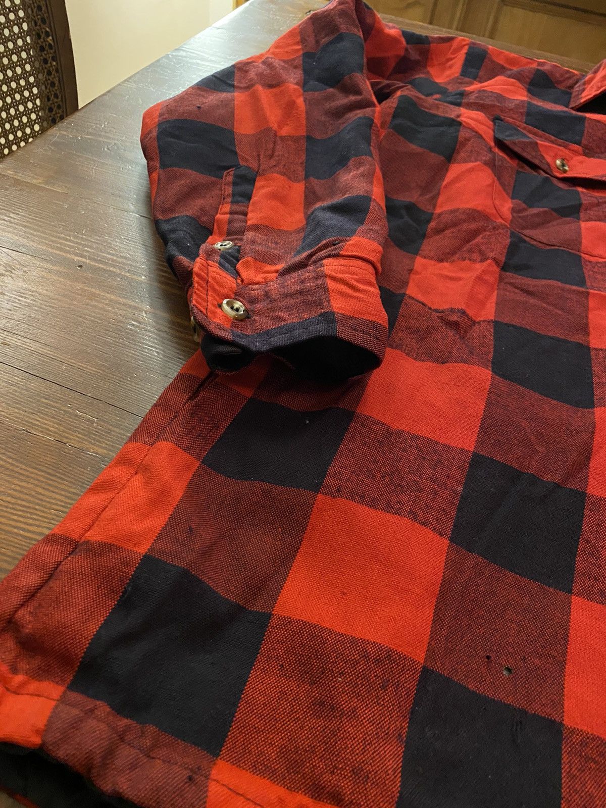 Flannel Vintage 80’s Buffalo Plaid Quilted Lined Shirt Jacket Size US M / EU 48-50 / 2 - 2 Thumbnail