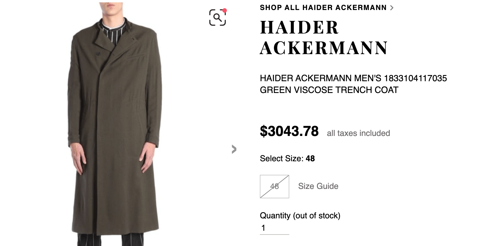 Haider Ackermann *NEW* AZURITE SILK JERSEY LONG COAT $3,000 Size US M / EU 48-50 / 2 - 3 Thumbnail