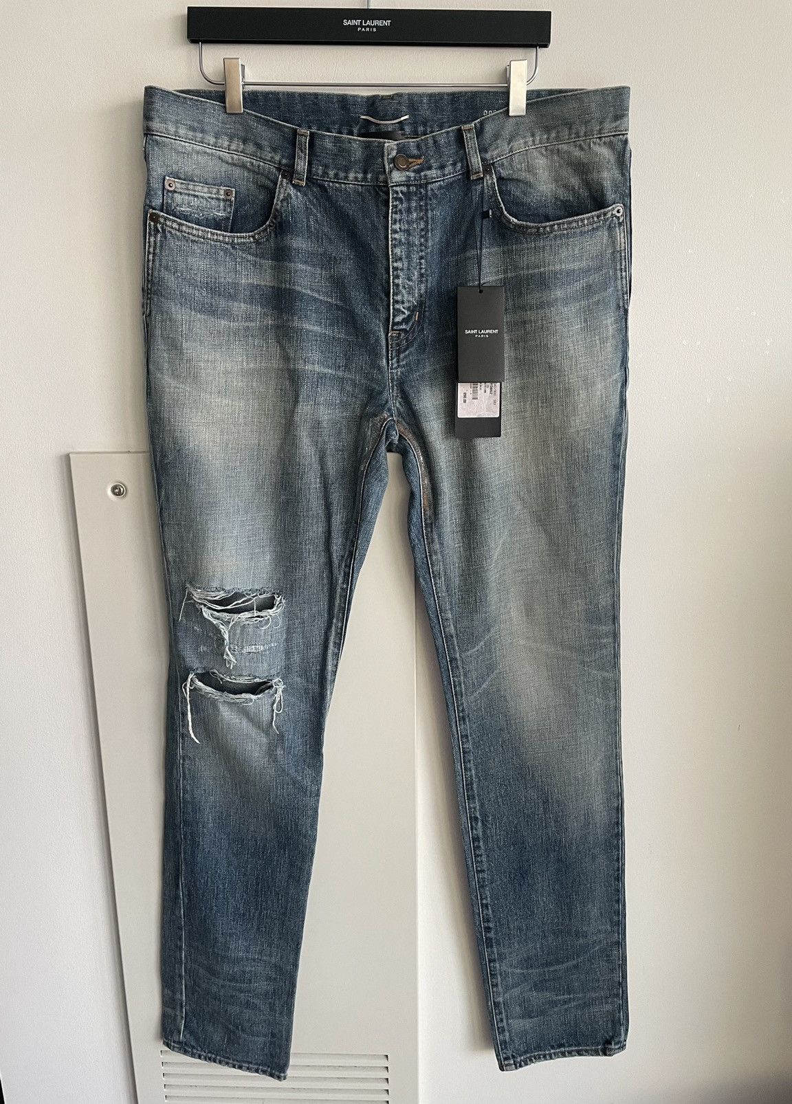 Rare Super Runway Brand New Skinny Trash Ripped Denim Jeans