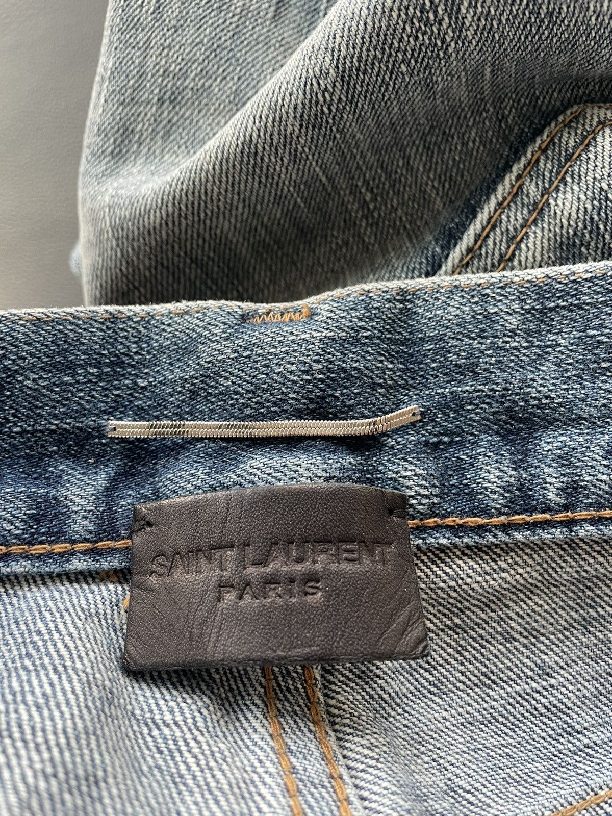 Hedi Slimane × Saint Laurent Paris × Yves Saint Laurent Rare Super Runway Brand New Skinny Trash Ripped Denim Jeans Size US 35 - 7 Thumbnail