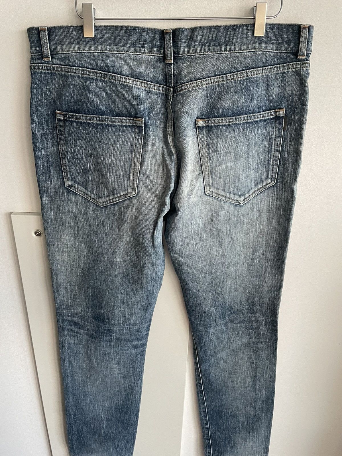 Hedi Slimane × Saint Laurent Paris × Yves Saint Laurent Rare Super Runway Brand New Skinny Trash Ripped Denim Jeans Size US 35 - 22 Thumbnail