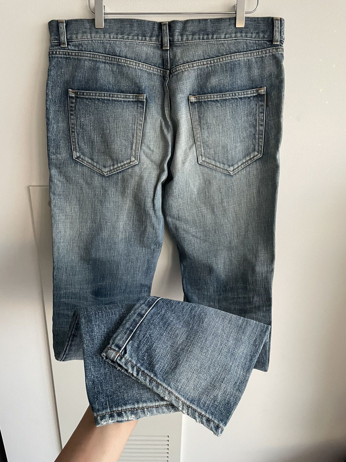 Hedi Slimane × Saint Laurent Paris × Yves Saint Laurent Rare Super Runway Brand New Skinny Trash Ripped Denim Jeans Size US 35 - 23 Thumbnail
