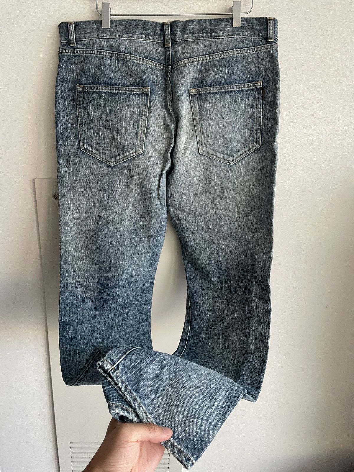 Hedi Slimane × Saint Laurent Paris × Yves Saint Laurent Rare Super Runway Brand New Skinny Trash Ripped Denim Jeans Size US 35 - 3 Thumbnail