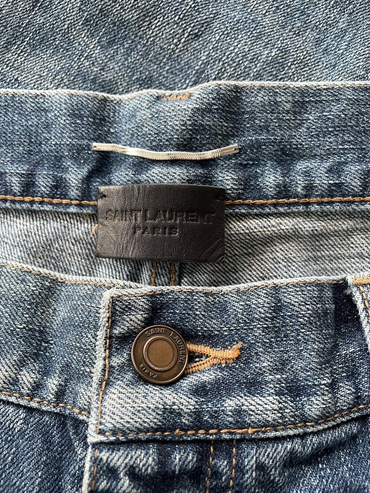 Hedi Slimane × Saint Laurent Paris × Yves Saint Laurent Rare Super Runway Brand New Skinny Trash Ripped Denim Jeans Size US 35 - 13 Thumbnail